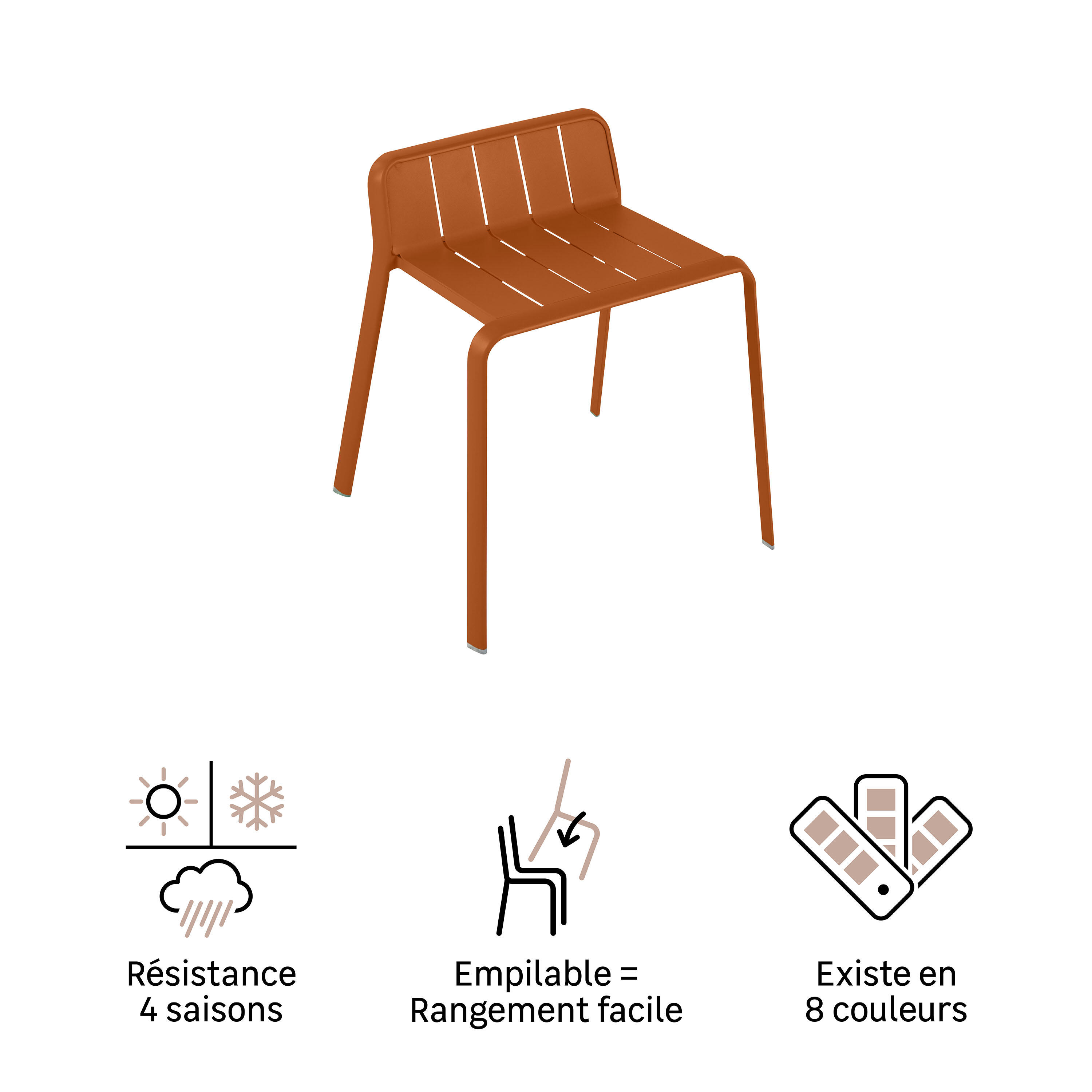 Tabouret de jardin NATERIAL Idaho en aluminium orange / cuivré - 8