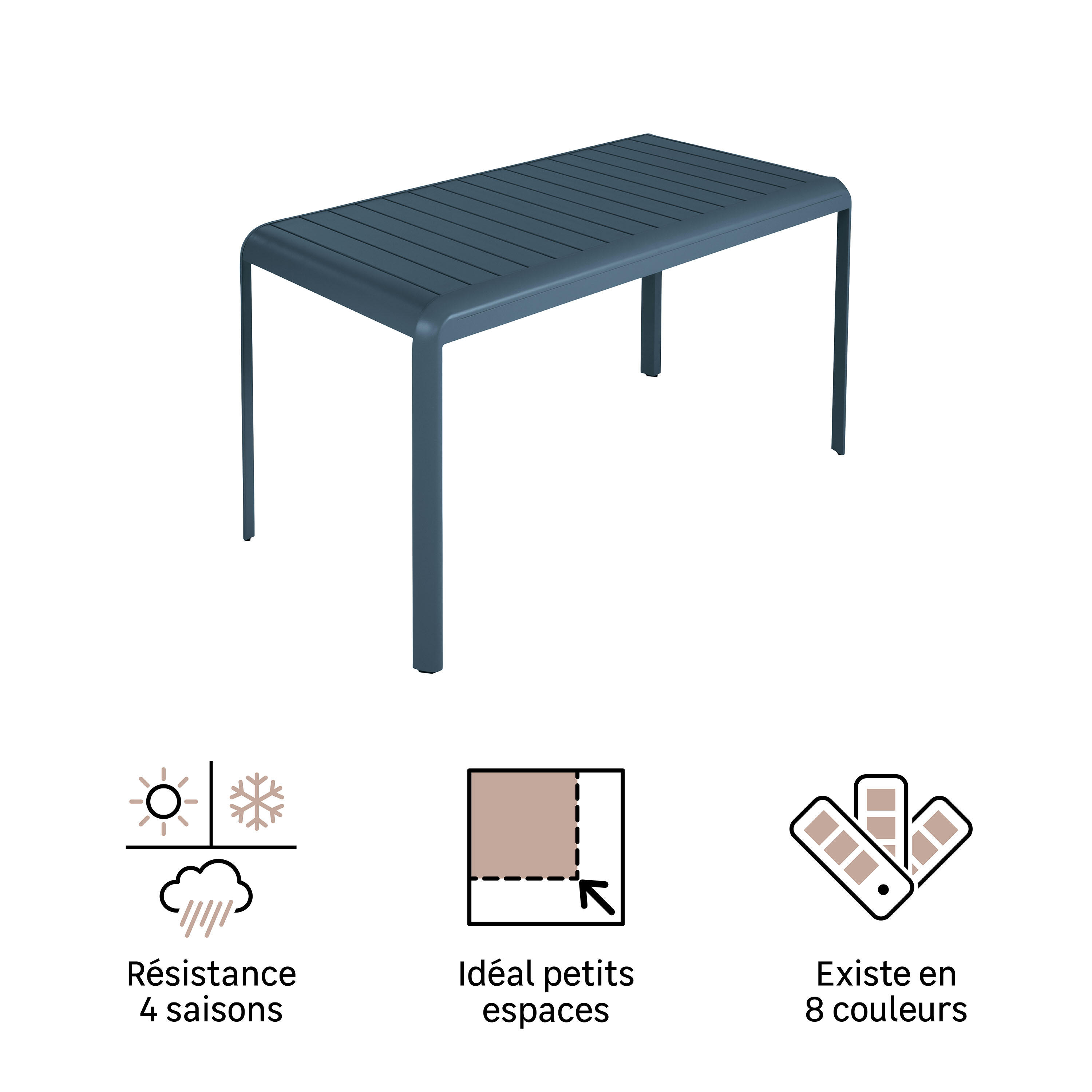 Mesa de alumínio NATERIAL IDAHO 144X70X75CM AGATA - 8