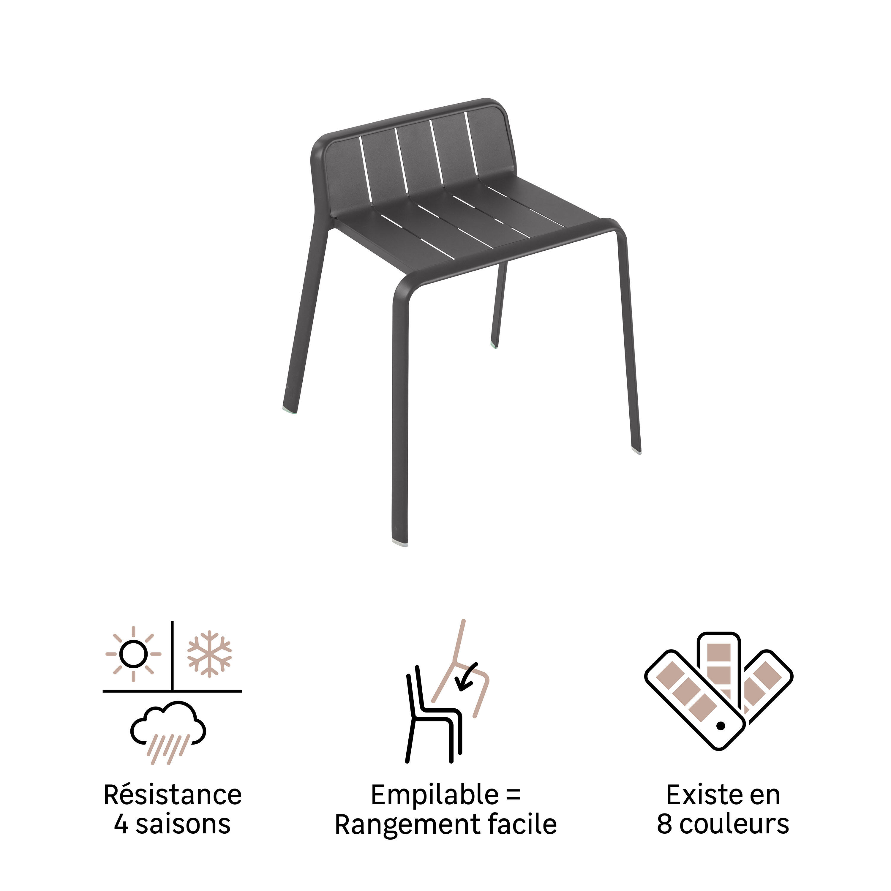 Tabouret de jardin NATERIAL Idaho en aluminium anthracite - 7