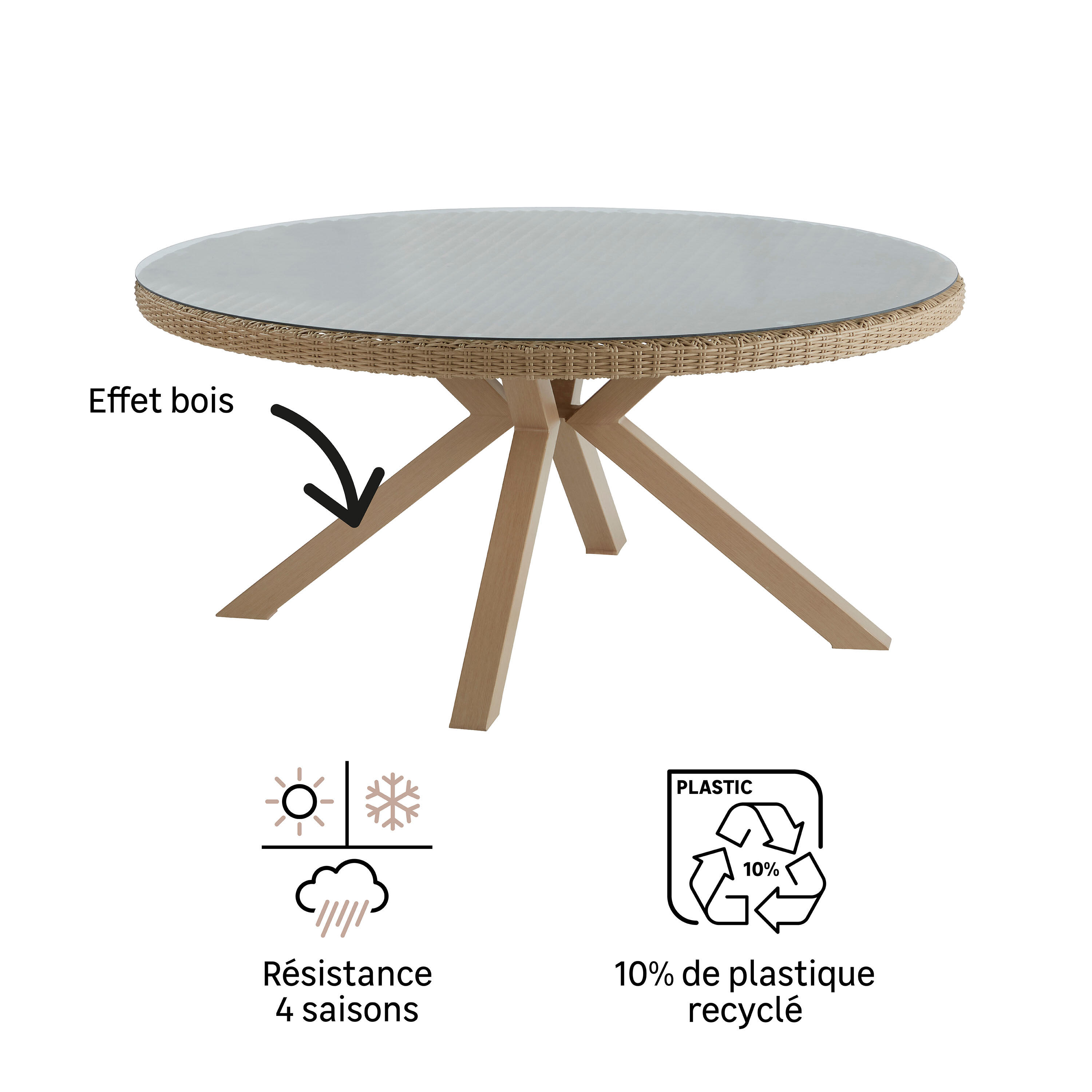 Table de jardin NATERIAL rond multicouleur 6 personnes - 7