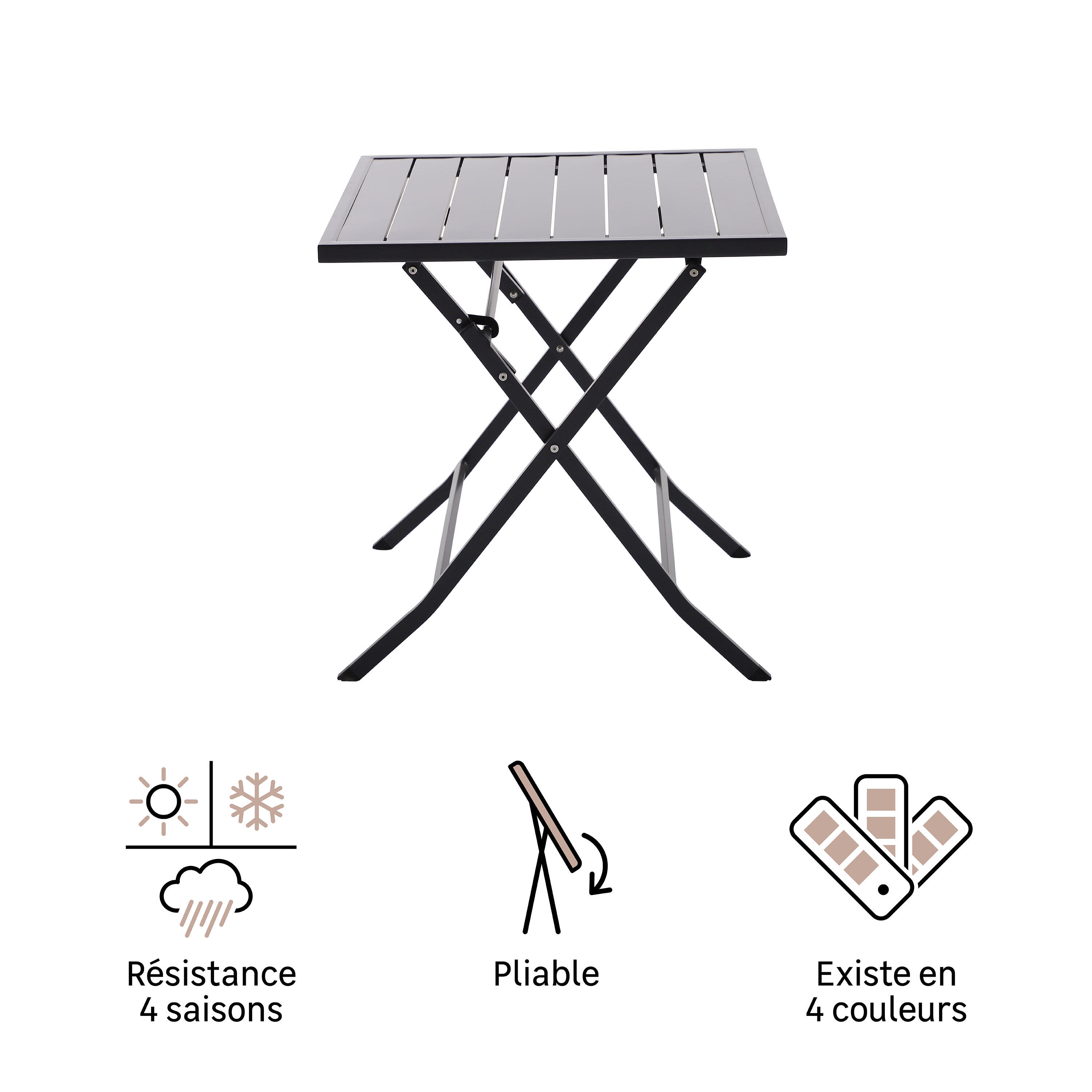 Mesa de alumínio NATERIAL XARA II ORIGAMI 71X71CM ANTRACITE - 10
