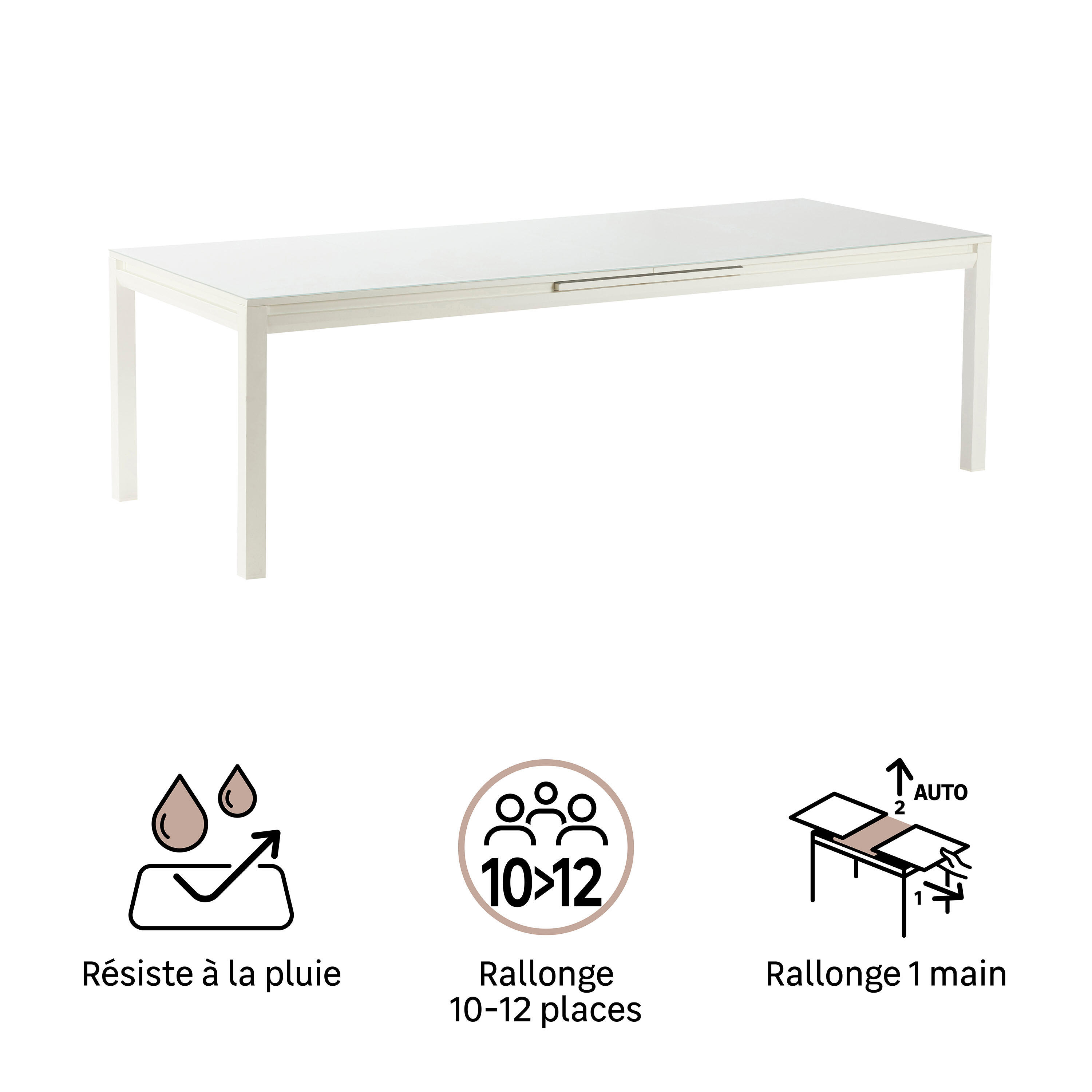 Table de jardin NATERIAL Odyssea rectangulaire blanc 12 personnes - 9