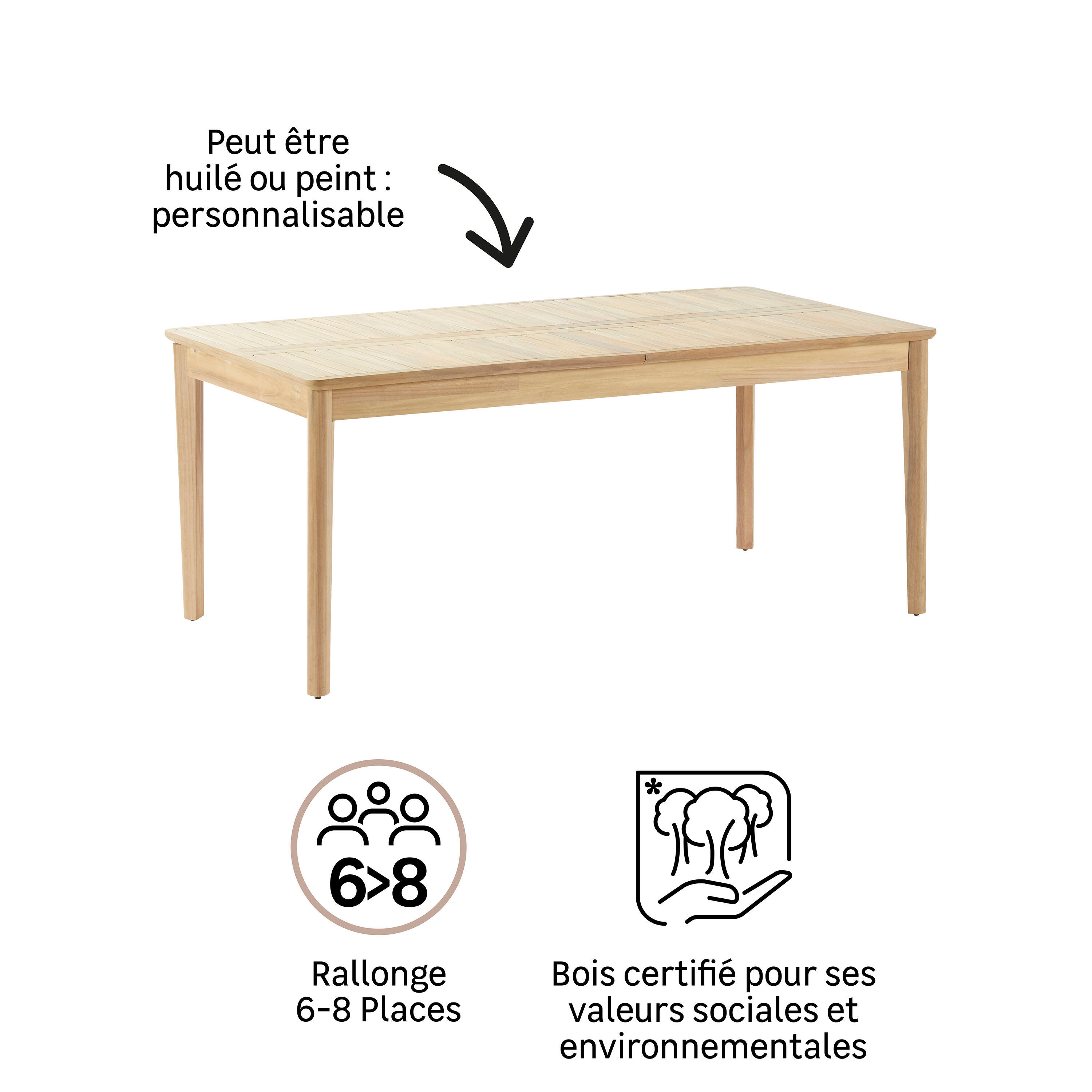 Mesa de madeira NATERIAL ATLAS 180/241.8X90X75CM - 10