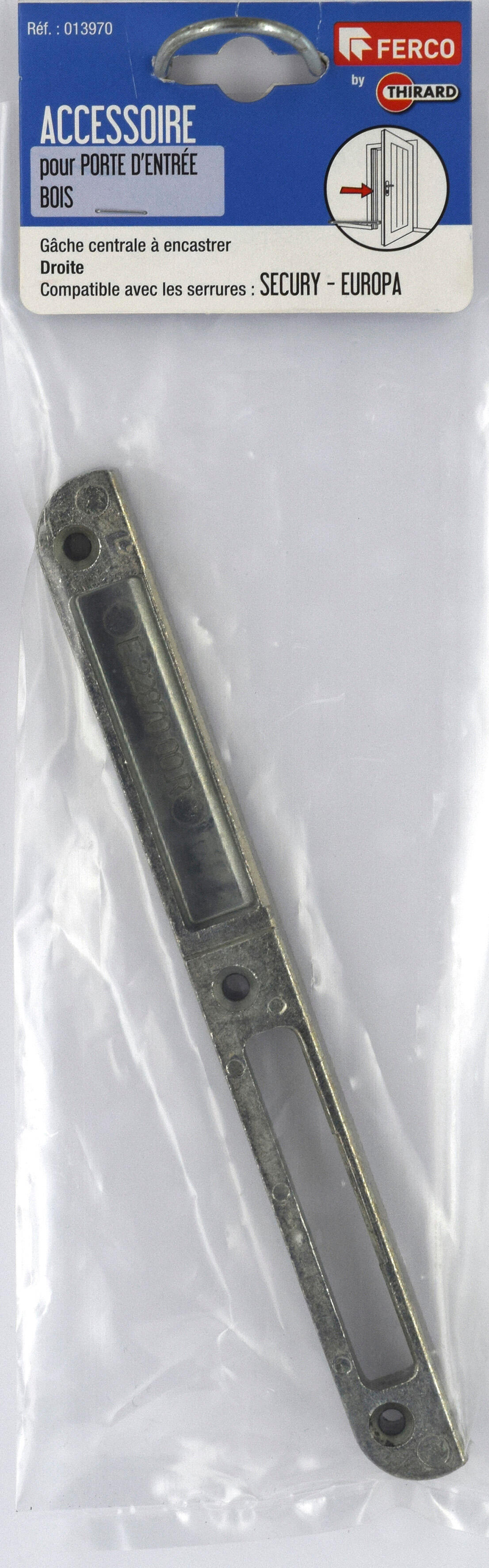 Gâche centrage droite pour serrure multipoint encastrée, FERCO gris - 3