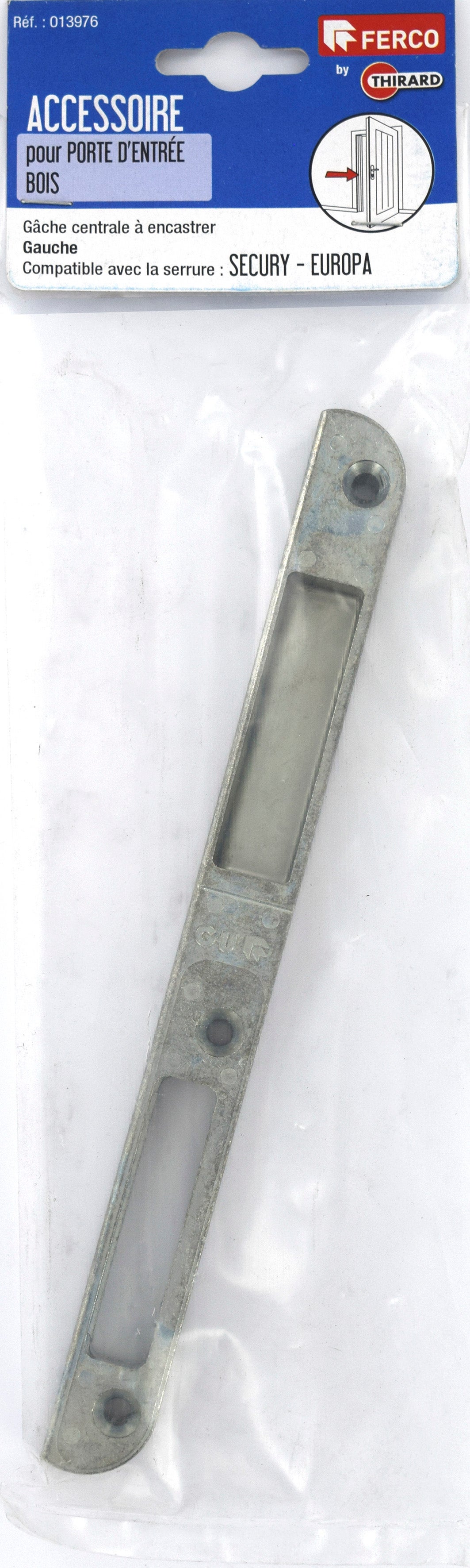 Gâche centrage gauche pour serrure multipoint encastrée, THIRARD argent - 3