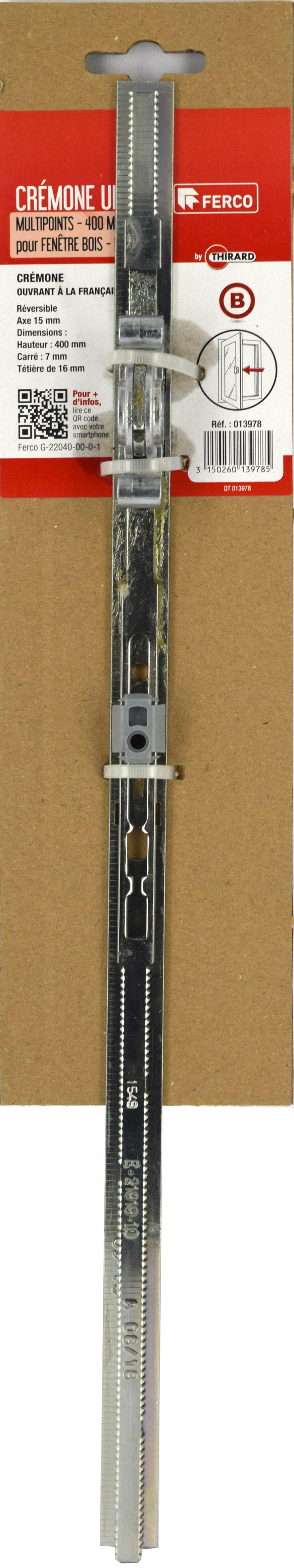 Serrure multipoint à encastrer FERCO 13978, axe 15 mm - 3