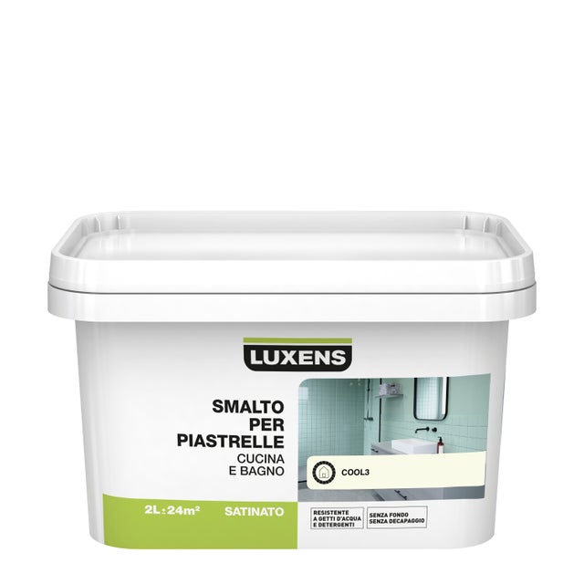 Smalto da interno per piastrelle, LUXENS per piastrelle bianco cool 3 satinato, 2 L