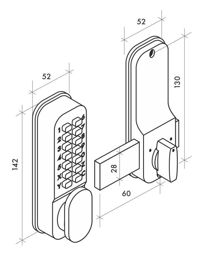 Verrou à combinaison mécanique avec pêne dormant en applique, THIRARD - 3
