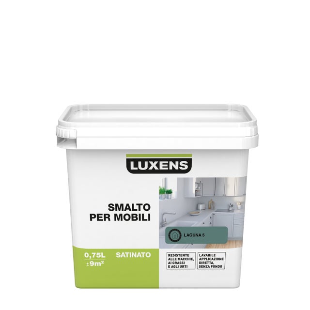 Smalto da interno per mobile, LUXENS per mobili verde laguna 5 satinato, 0.75 L