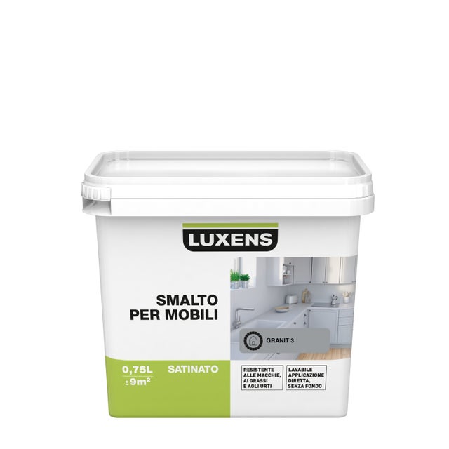 Smalto da interno per mobile, LUXENS per mobili grigio granito 3 satinato, 0.75 L