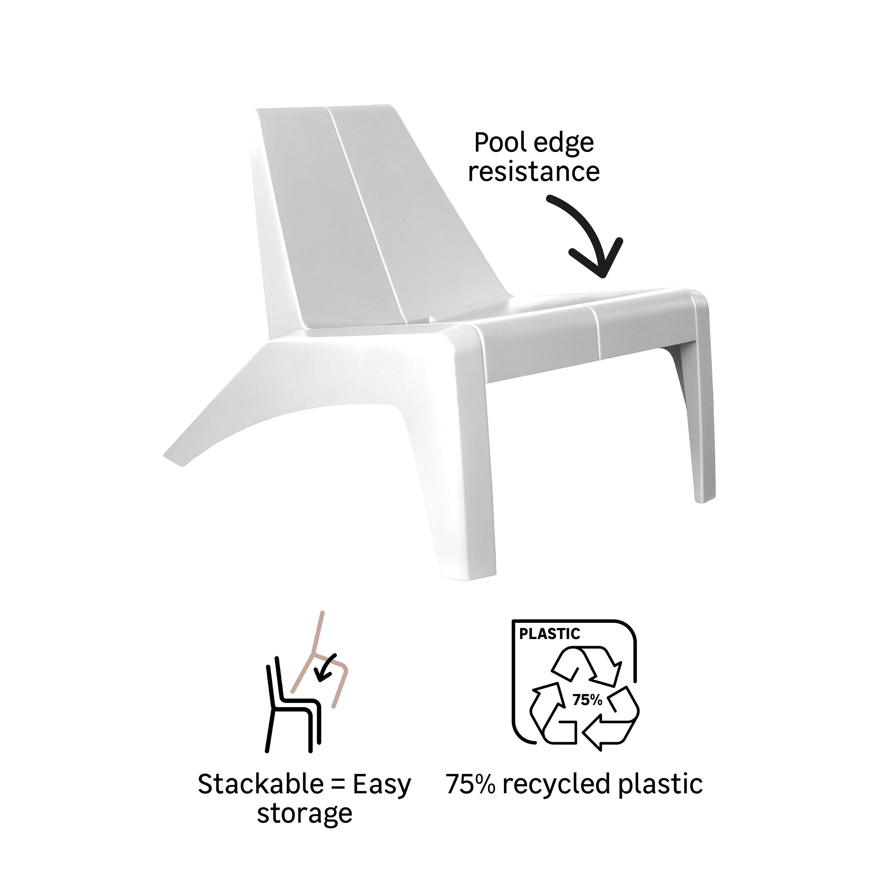 Cadeira de jardim relax branco Halius Naterial - 8