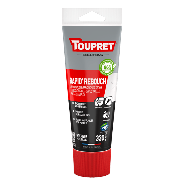 Enduit de rebouchage en pâte Rapid rebouch TOUPRET blanc 330 g