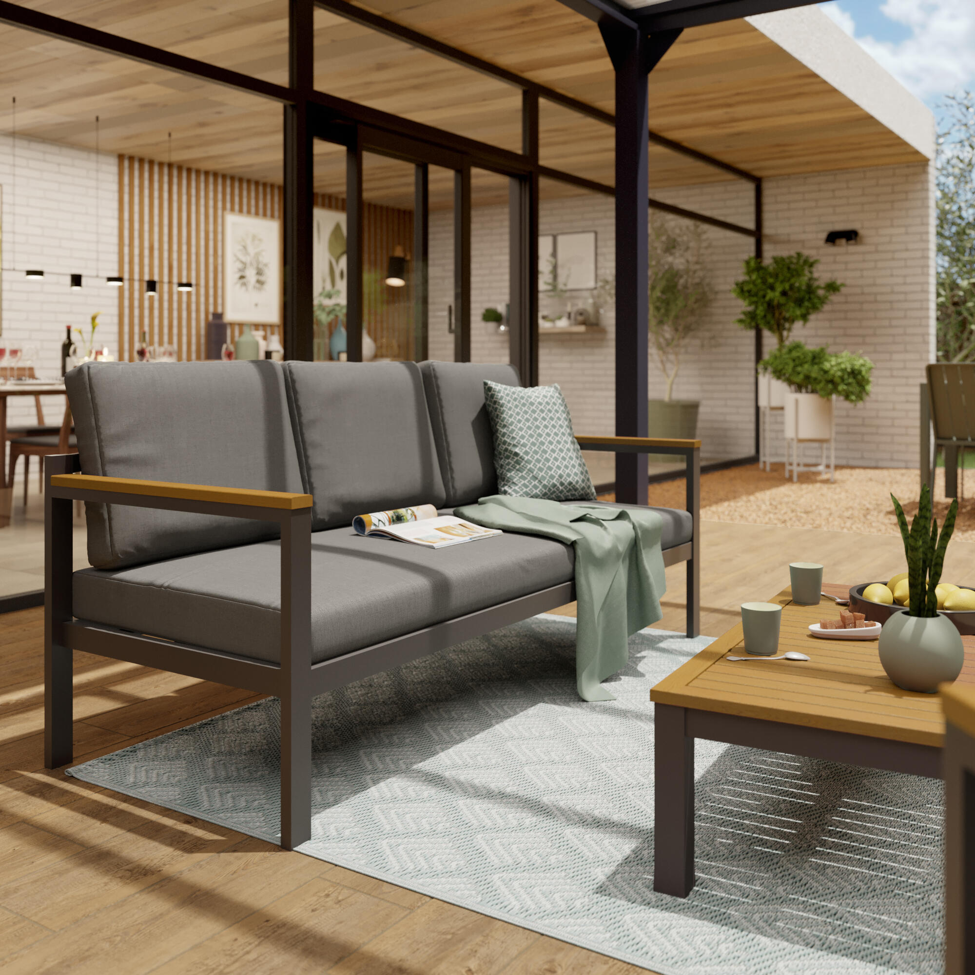 Conjunto jardim relax sofá alumínio cinzento escuro Oris II Naterial - 11