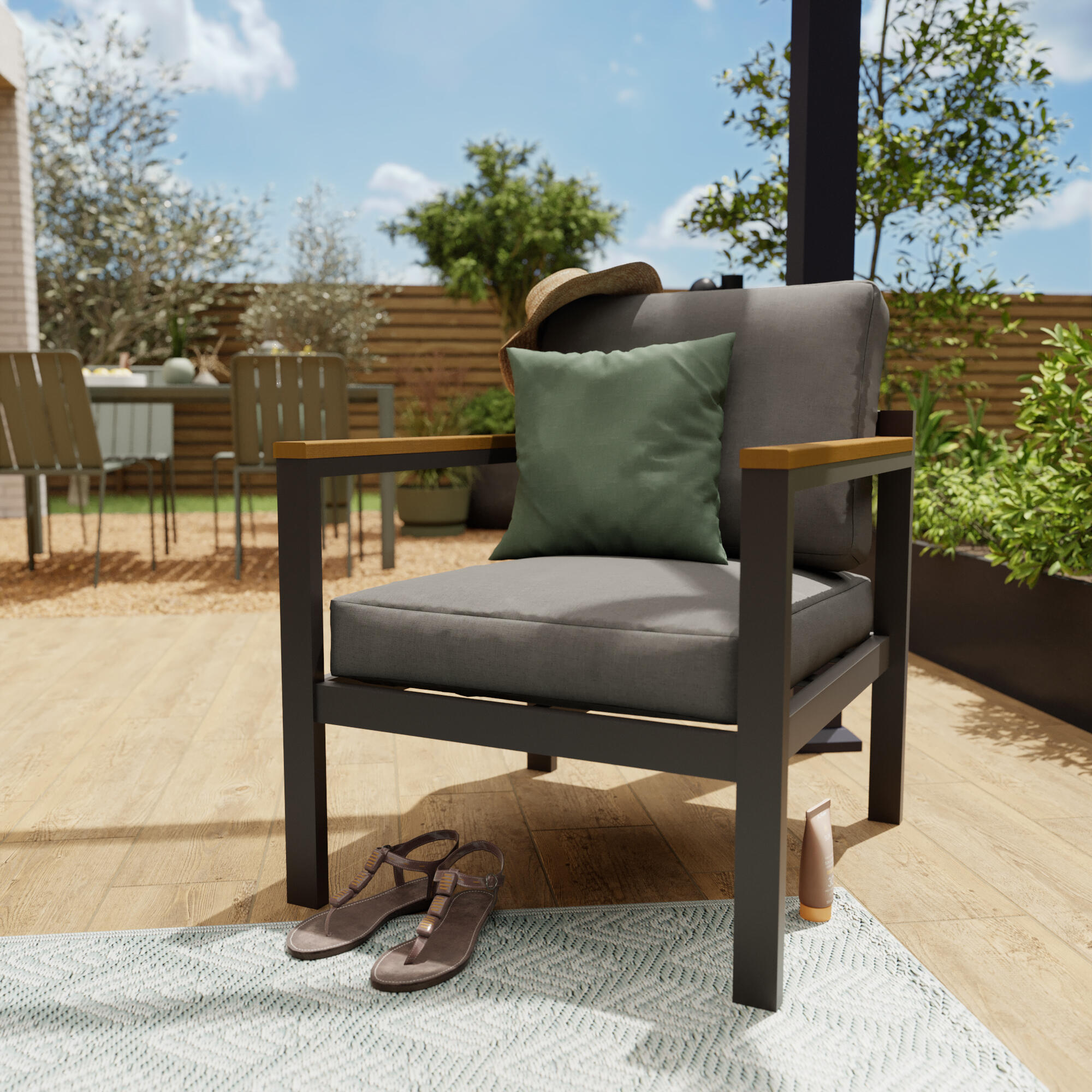 Conjunto jardim relax sofá alumínio cinzento escuro Oris II Naterial - 5