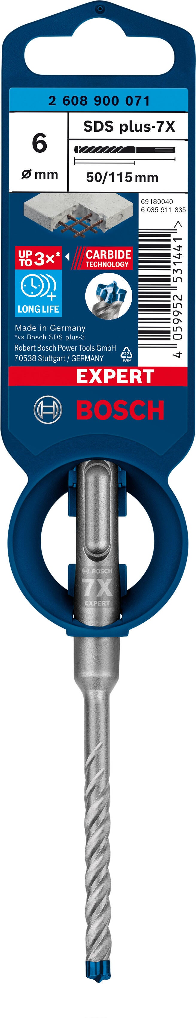 Broca para hormigón enganche sds plus ø 6 x l. 115 mm bosch expert plus 7x