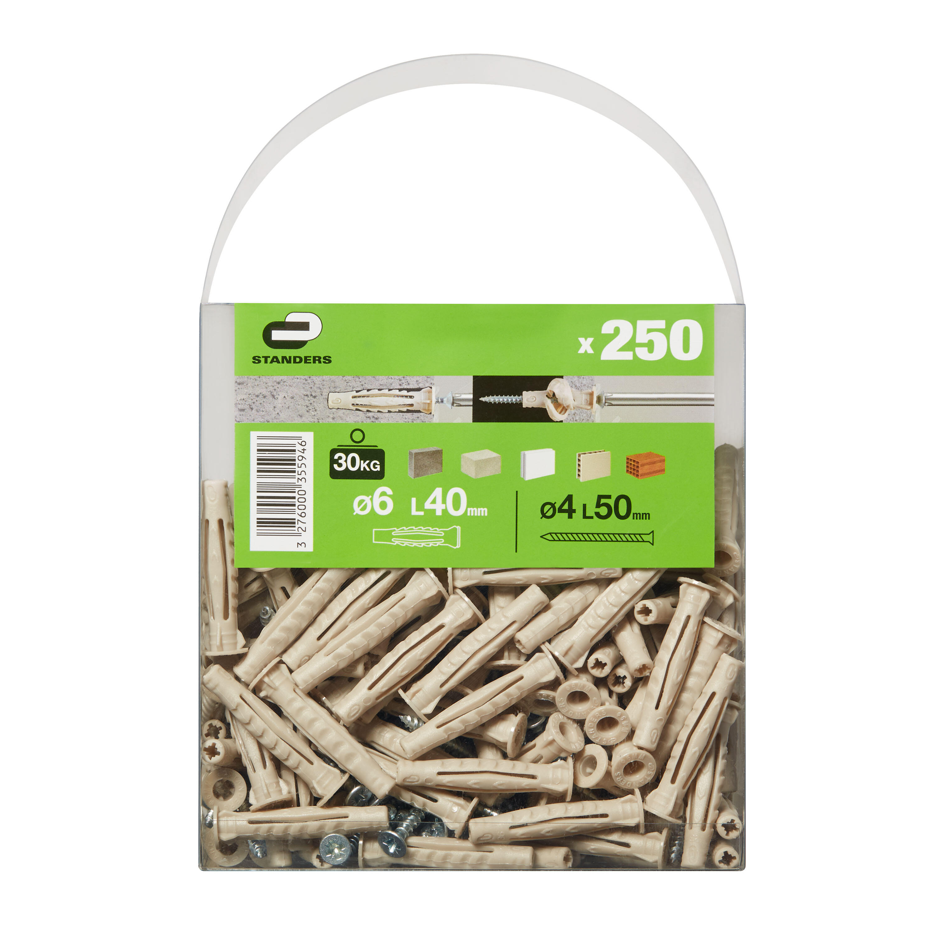 250 tacos + tornillos multimaterial STANDERS, ø 6 x L. 40 mm - 9