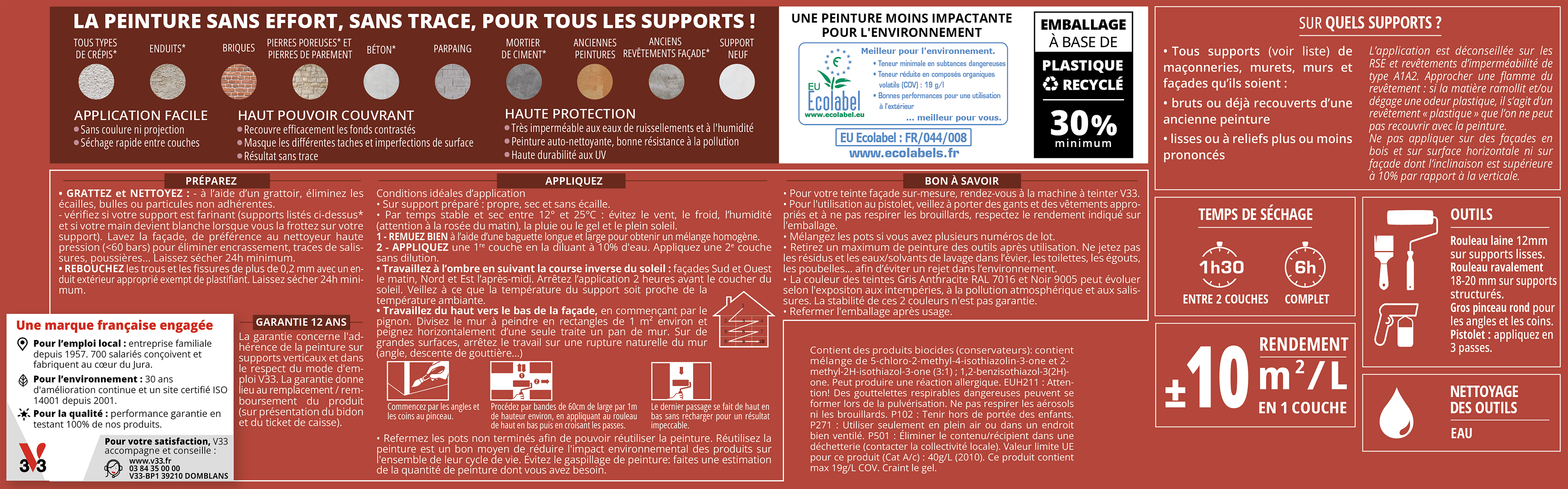 Peinture extérieure façade Easy rénovation V33 blanc mat 2.5L - 3