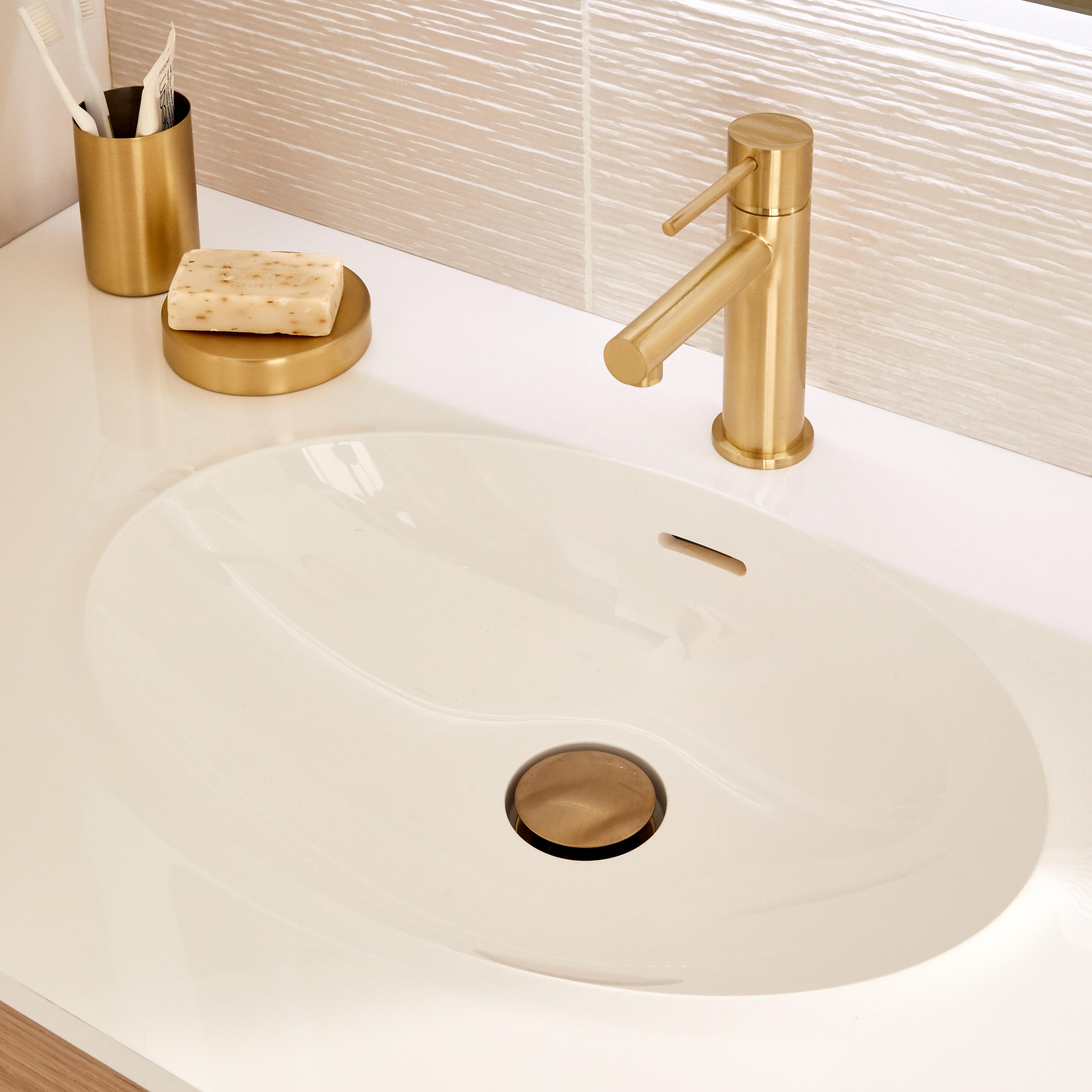 Mitigeur de lavabo or brossé M, bonde incluse, Envol, ESSEBAGNO - 4