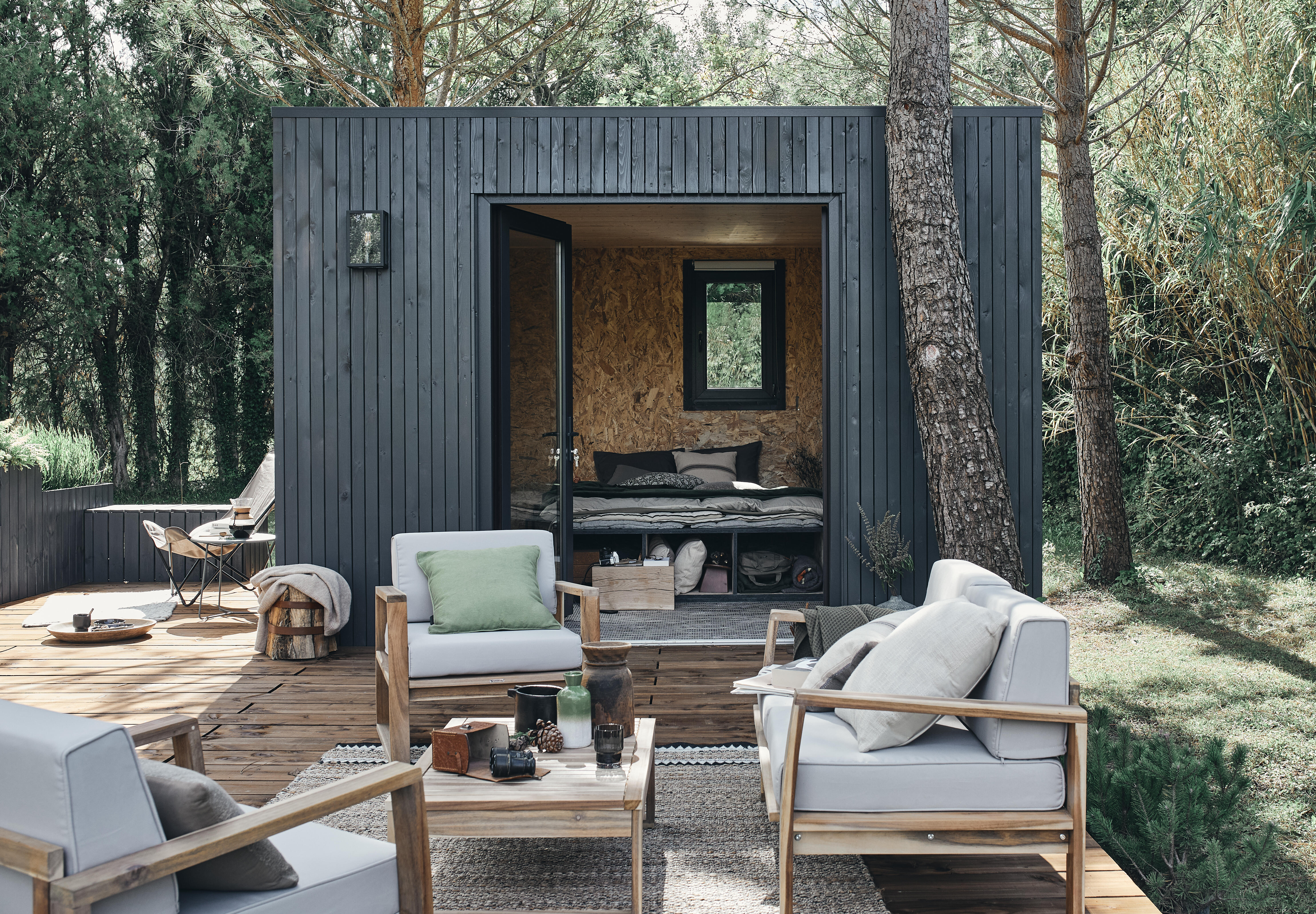 Conjunto jardim relax sofá e mesa Acácia Solaris Naterial - 19