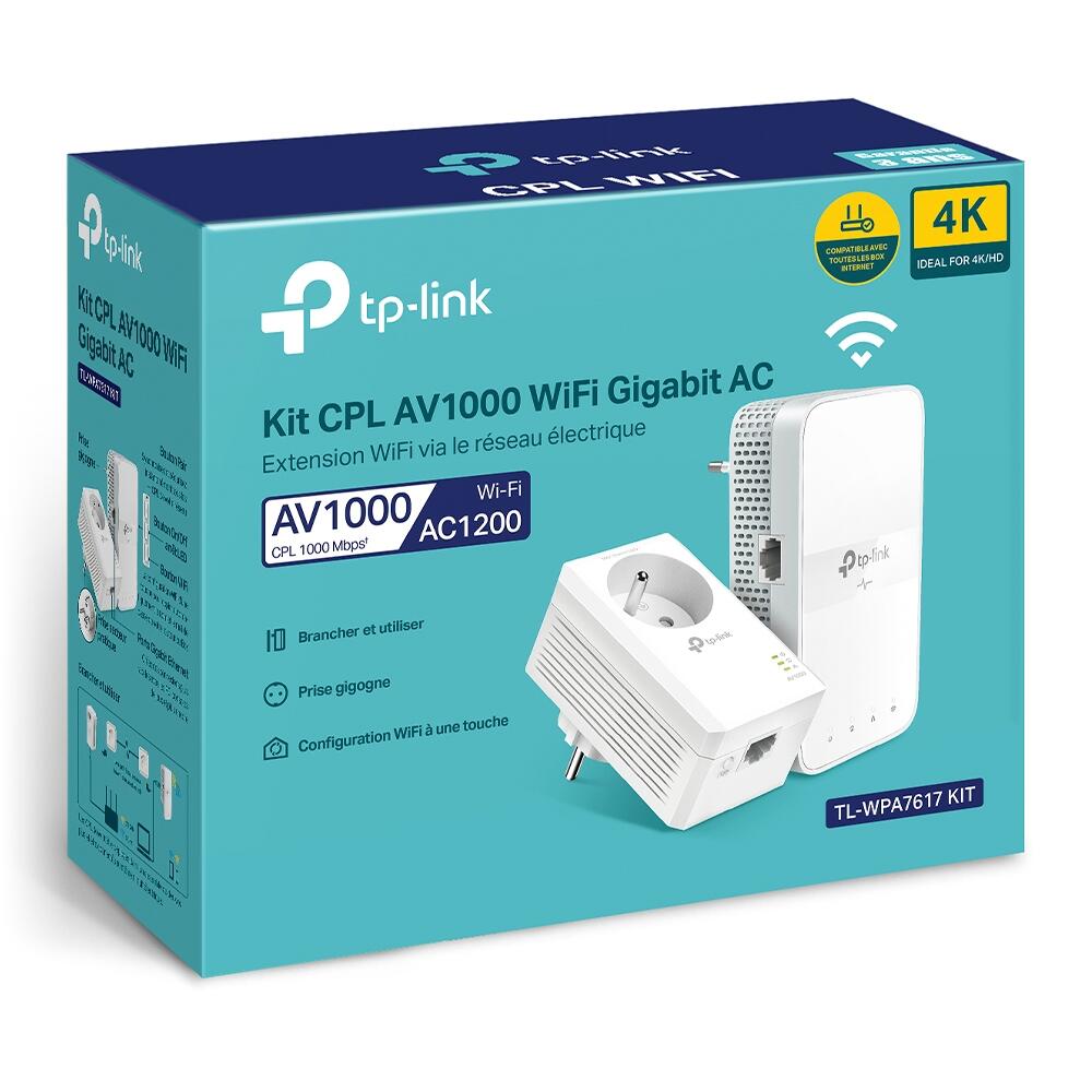 Kit 2x CPL AV1000 Gigabit WiFi AC avec prise gigogne TP-Link TL-WPA7617 KIT - 5