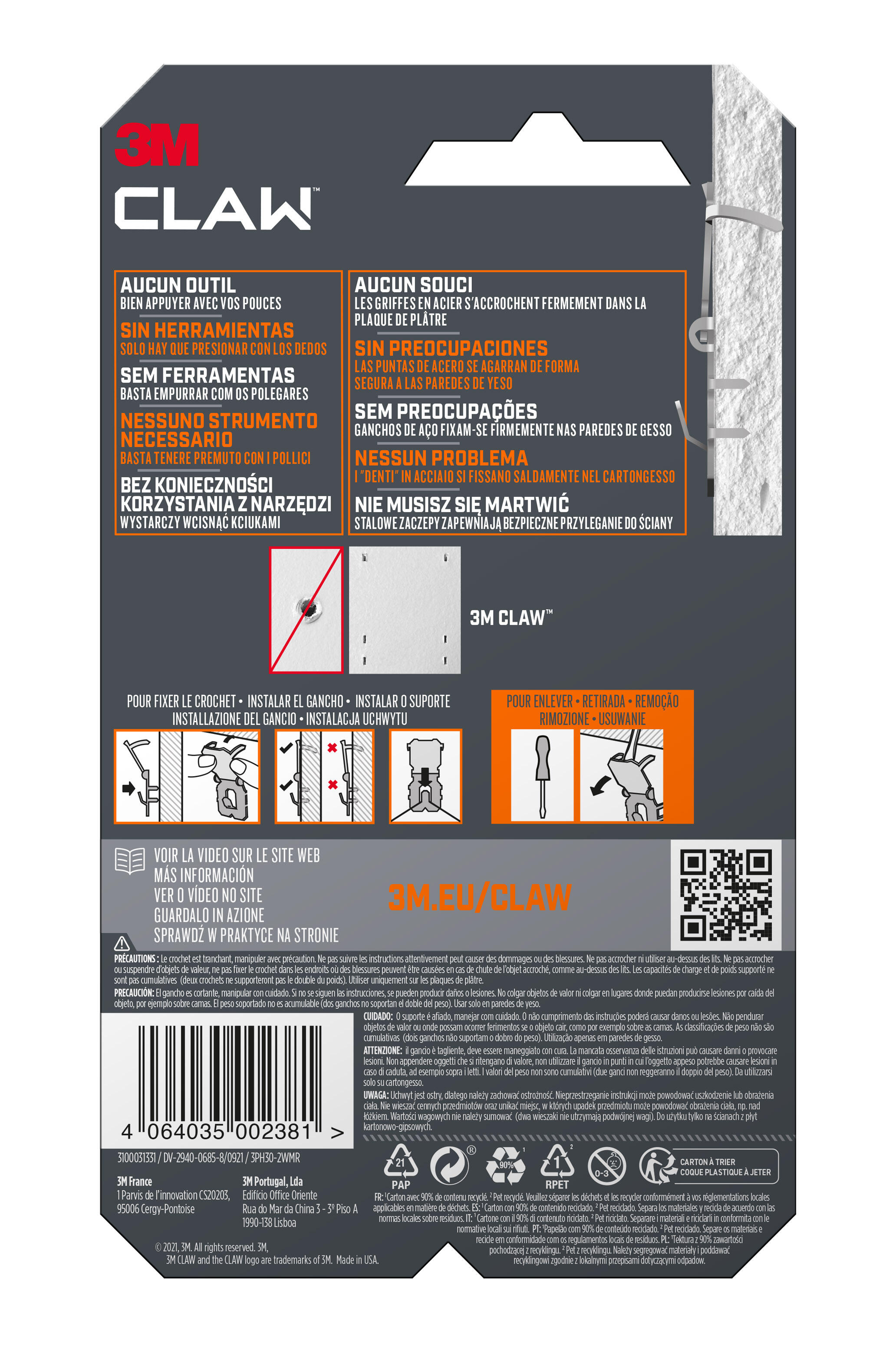 2 suportes para placa de gesso CLAW 30 KG 3M - 8