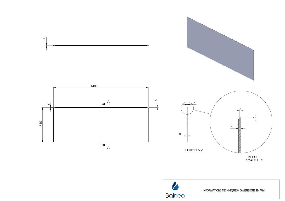 Tablier de baignoire frontal L.140 cm, SENSEA Nerea/access - 2