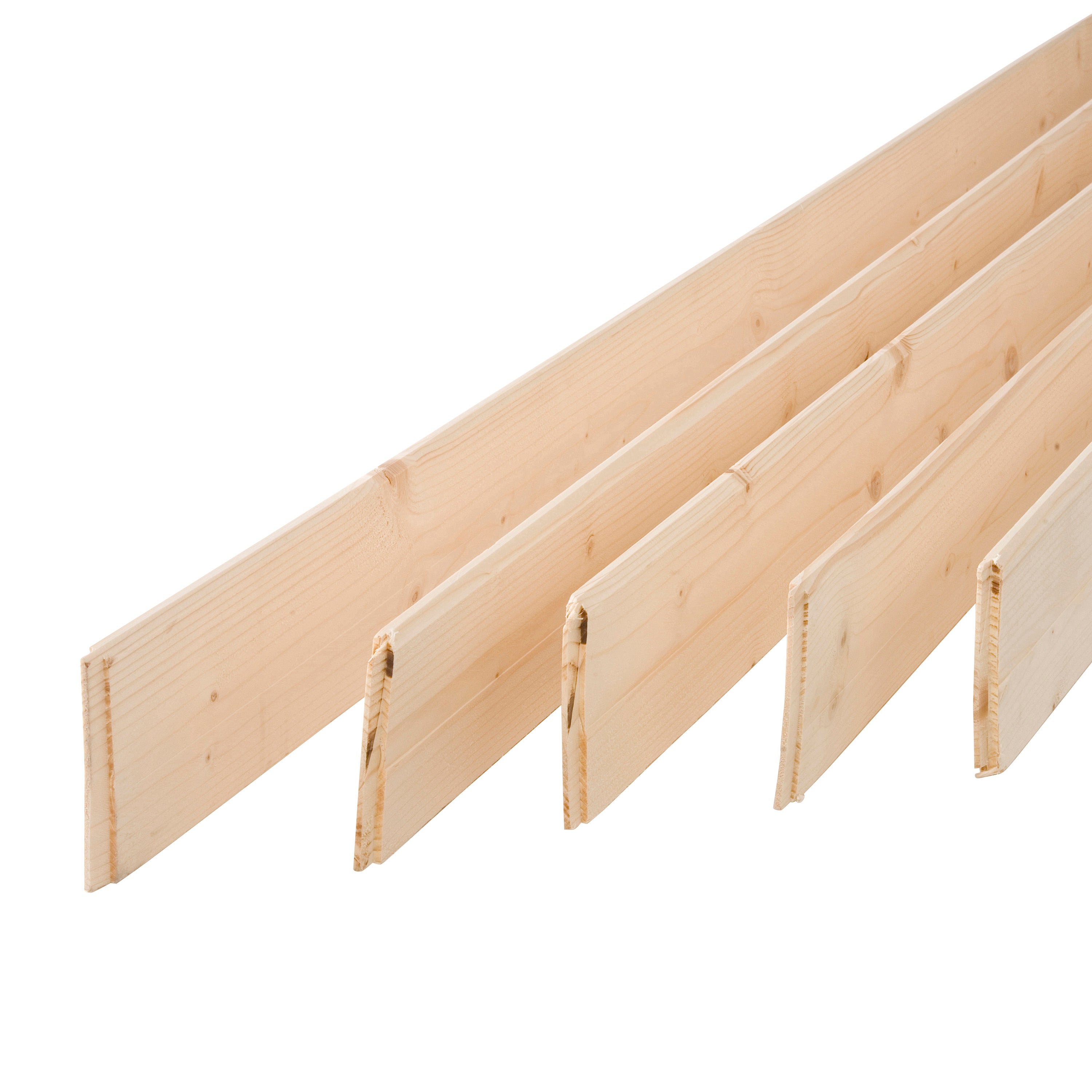 Lot de 5 plinthes sapin petits nœuds bord droit, 9 x 95 mm, L.2.05 m - 2