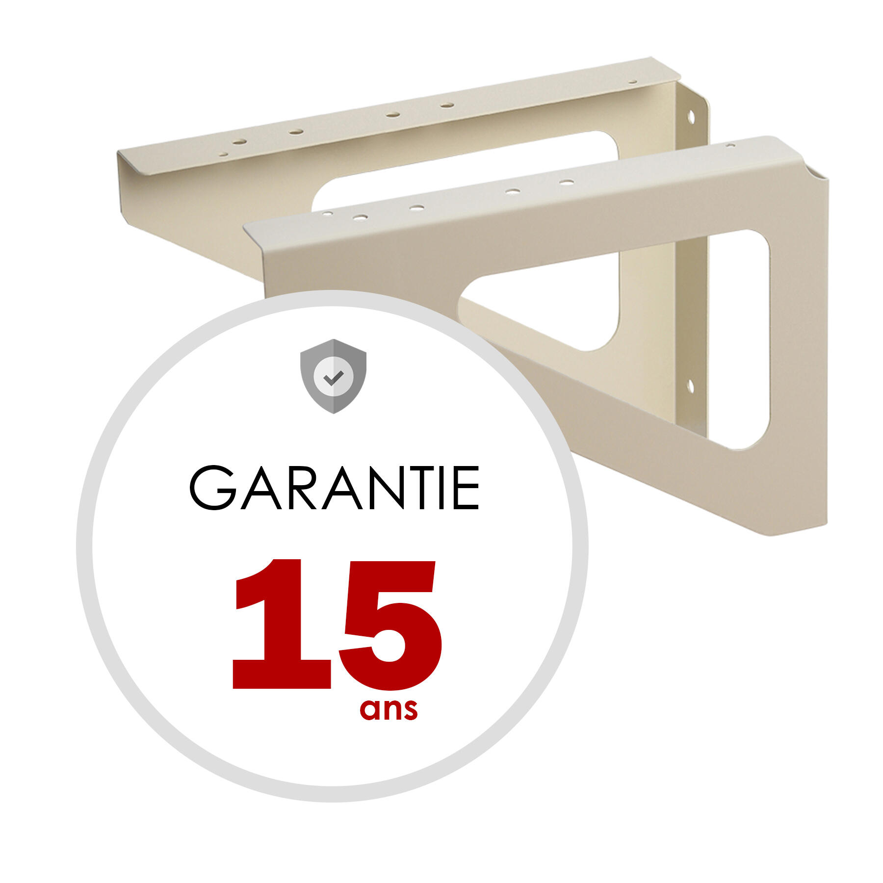 Lot de 2 équerres H.17.5 x l.25 x P.3 cm RENZ, ivoire - 4