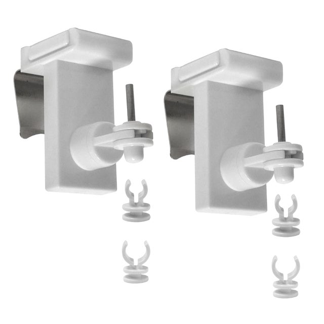 2 soportes clip con autoapriete a marco de la ventana para barra diámetro 10 mm polipropileno blanco 2 cm