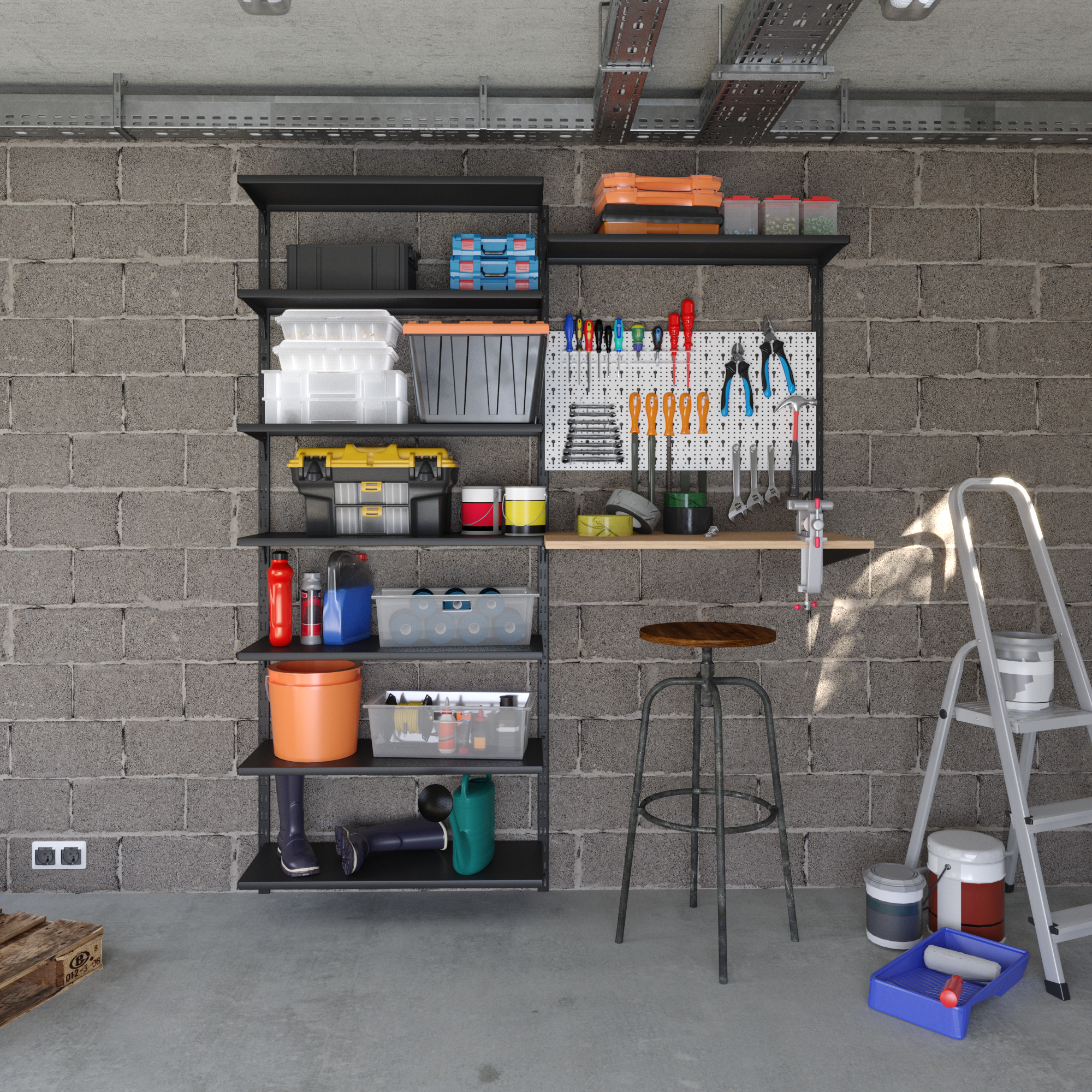 Crémaillère double acier, H.200 cm entraxe 50 mm - 5