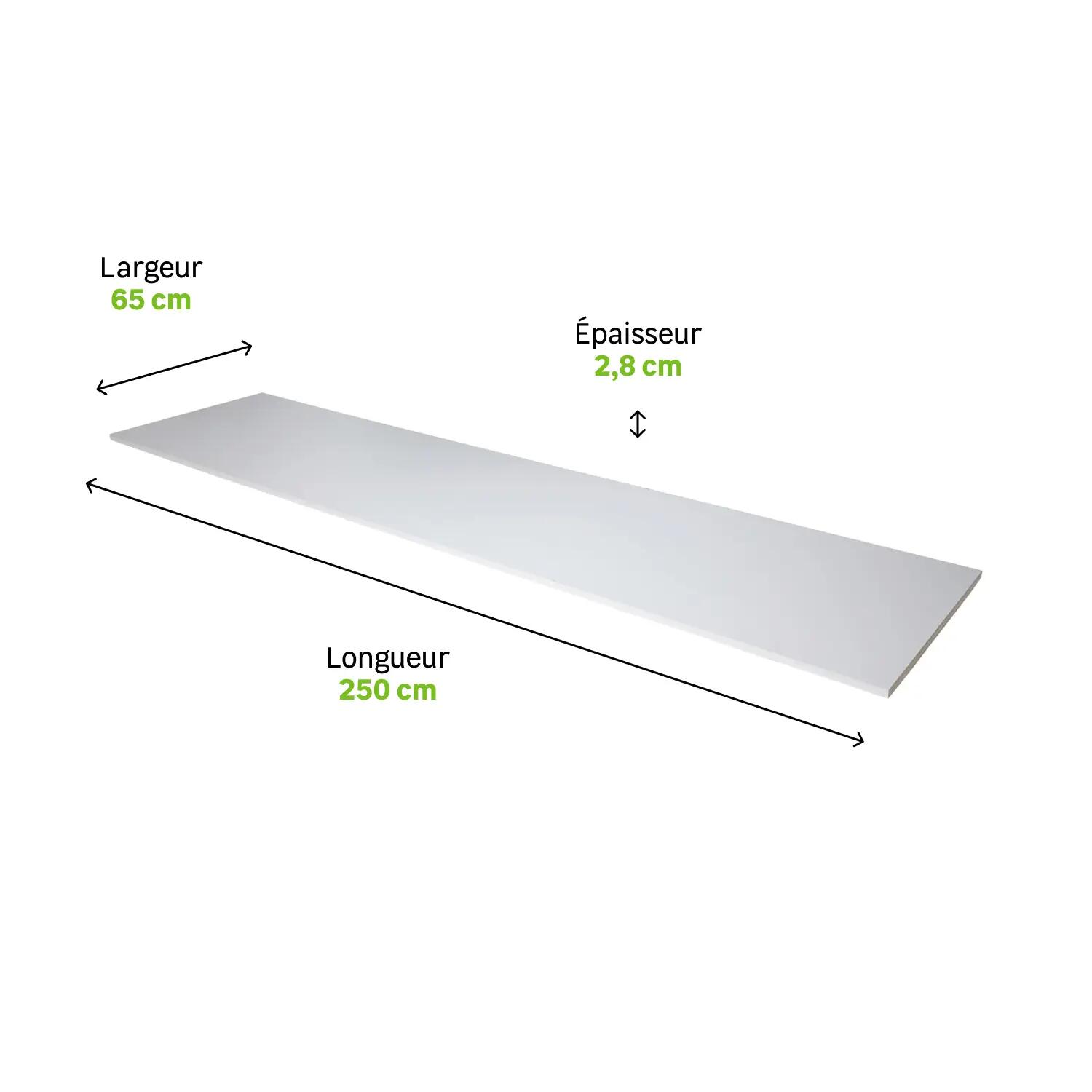 Tablette aggloméré mélaminé super blanc UNILIN, L.250 x l.65 cm x Ep.28 mm - 8