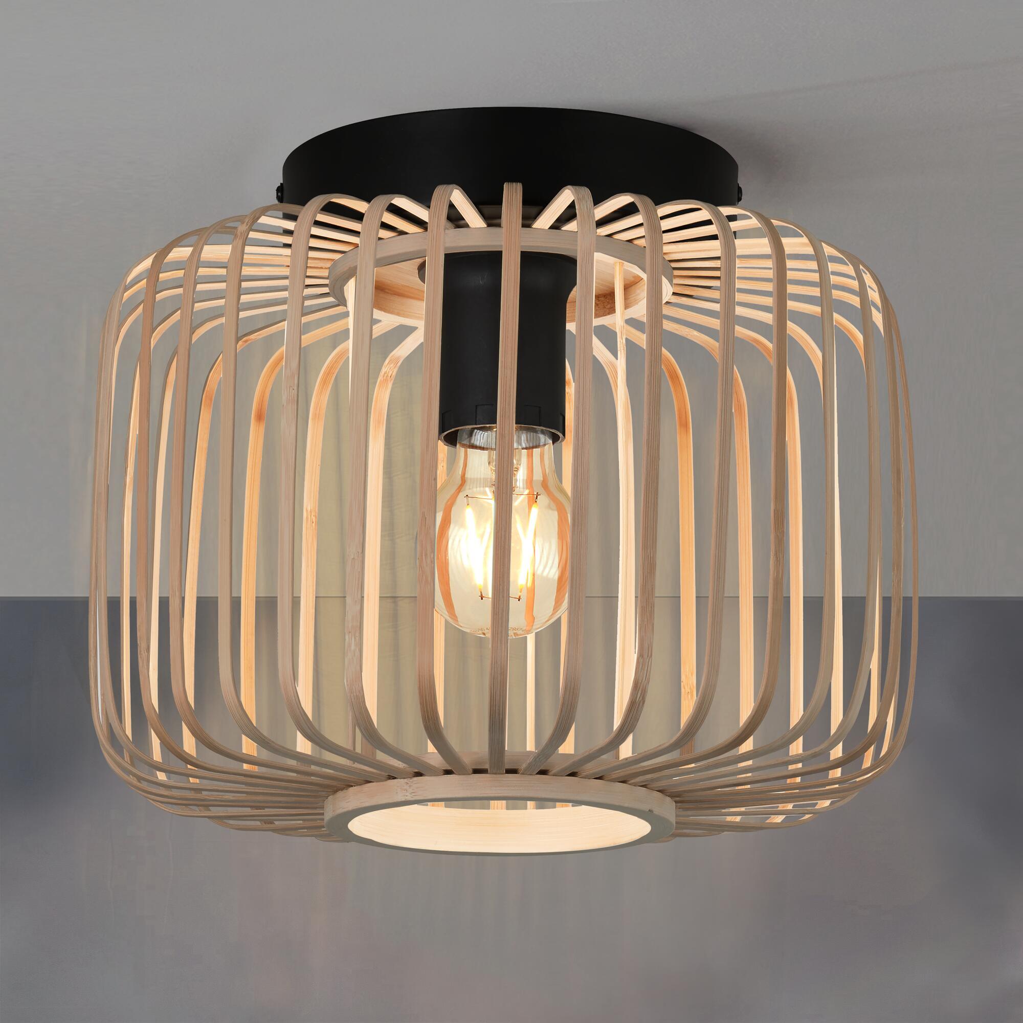 Plafón cilíndrico 1 luz E27 beige y negro ø28 cm - 2