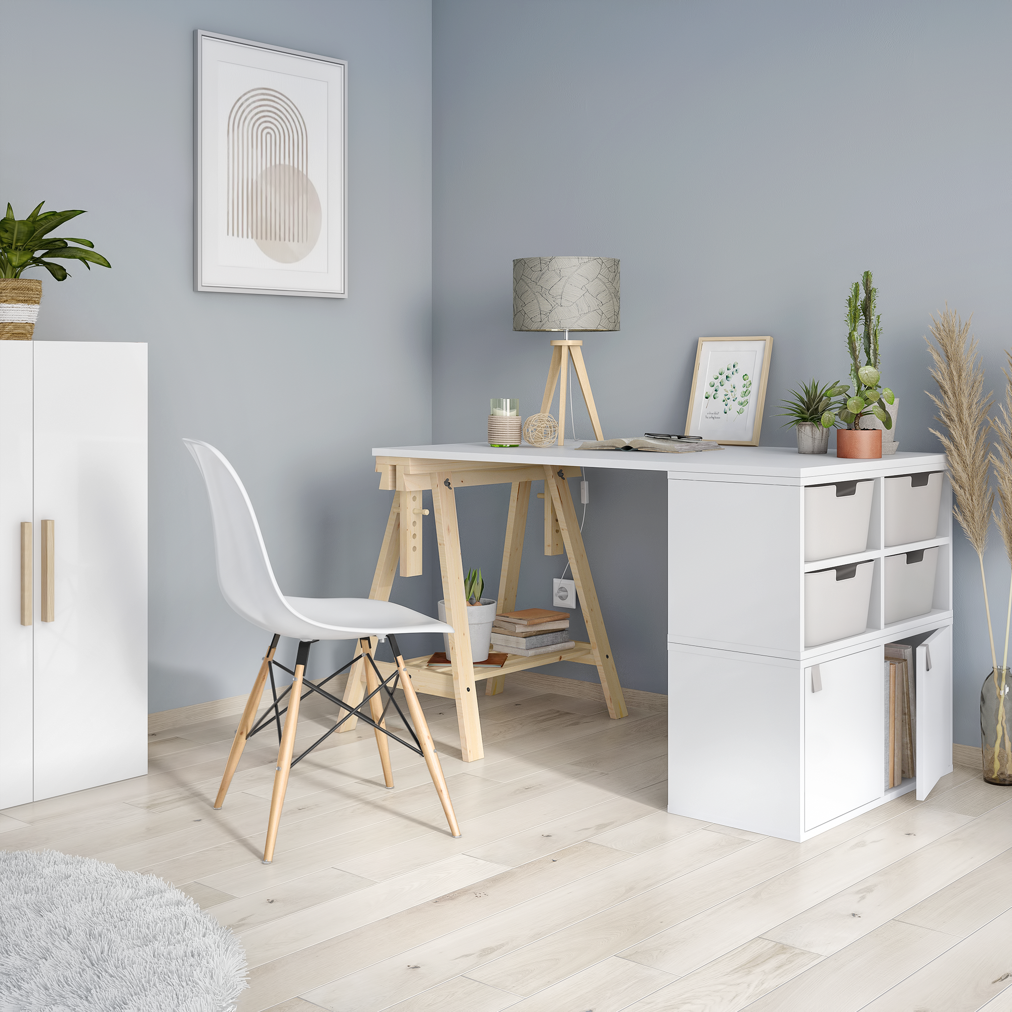 Estante de parede 2 cubos branco 36 x 31,7 x 70,5 cm Spaceo Kub - 12