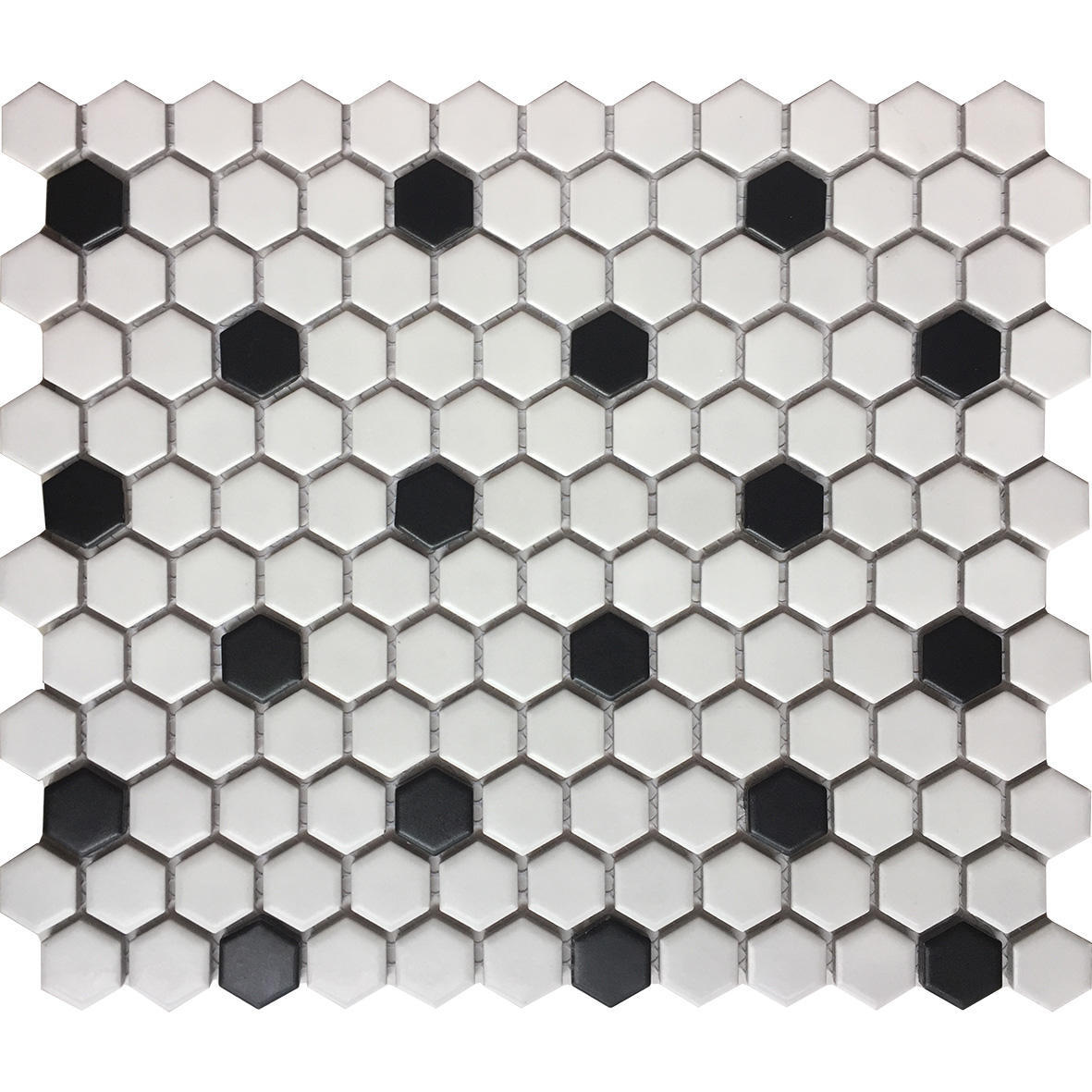 1 plaque de Mosaïque mur Hexagon porcelaine blanc, noir 32 x 27.5 cm ARTENS - 2