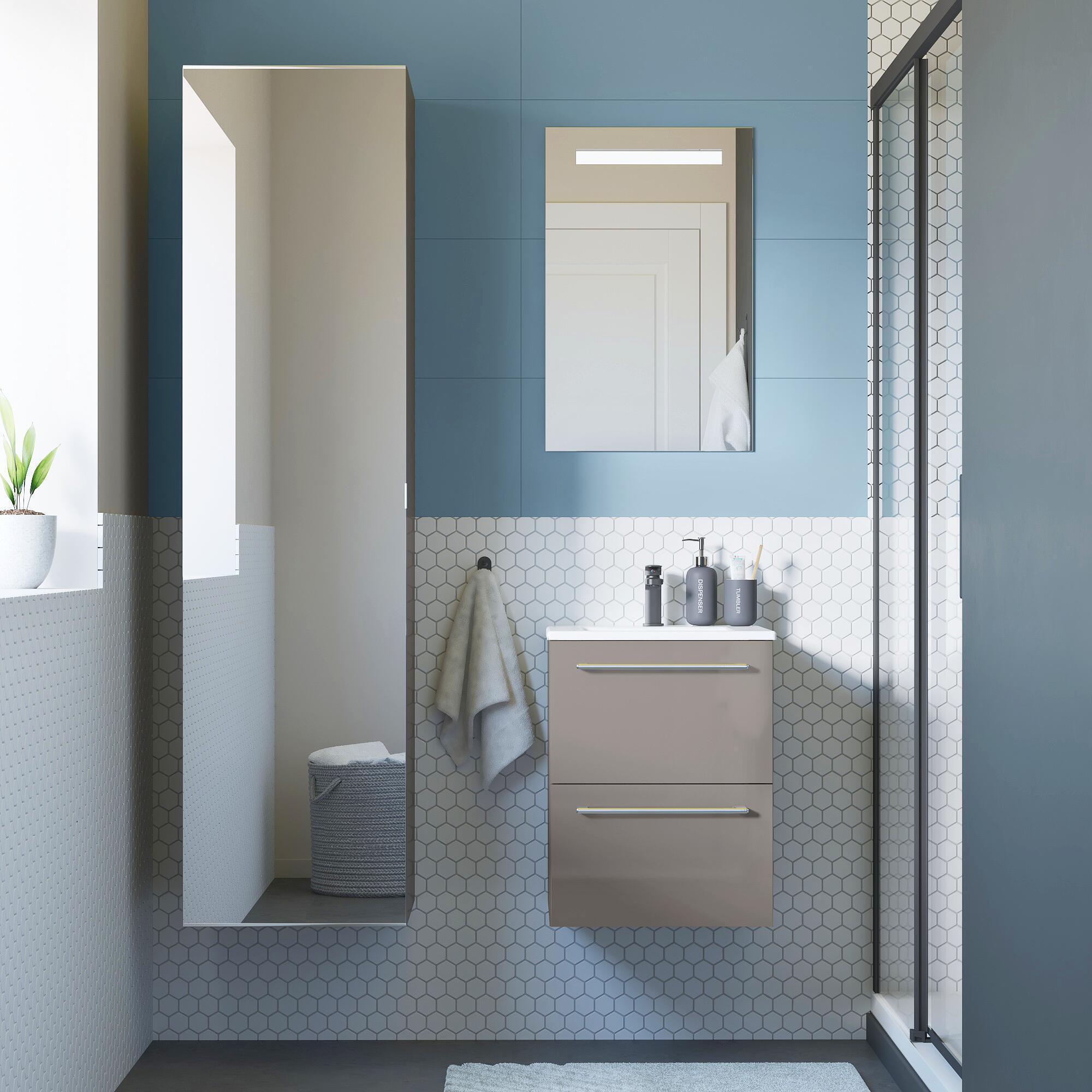 Plan vasque simple Moon Céramique blanc l.46 x P.35 cm - 5