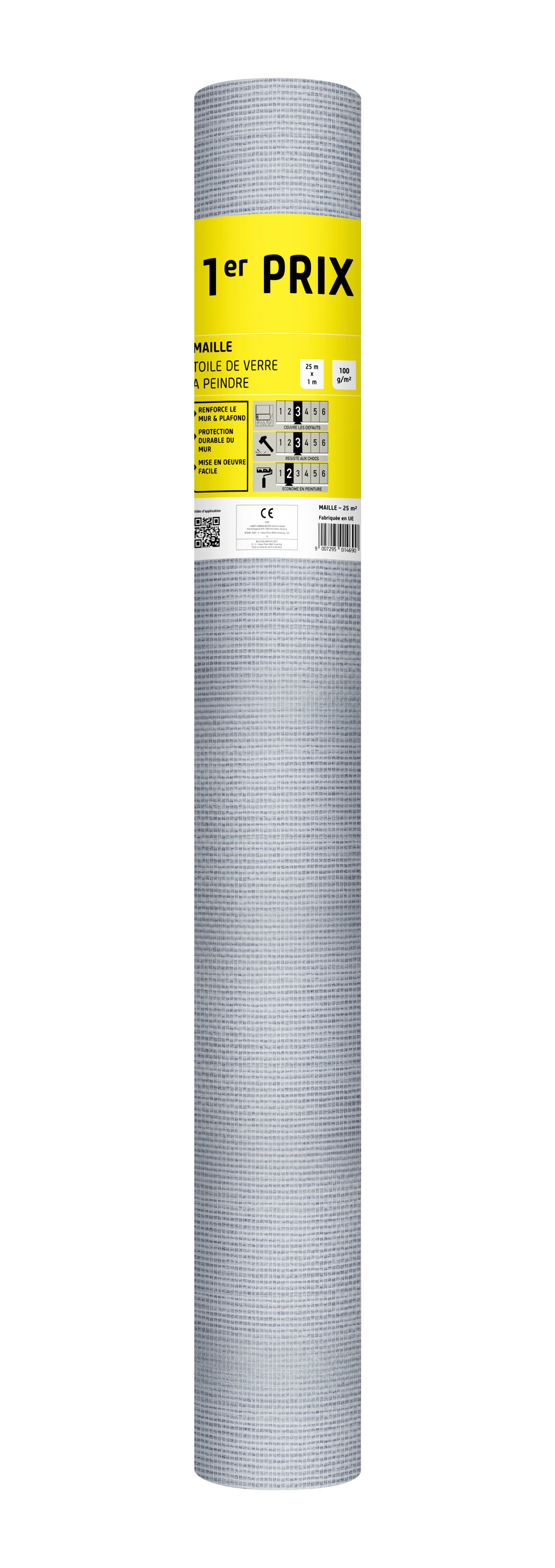 Toile de verre à peindre 100 g/m² Maille, l.1 x L.25 m - 3