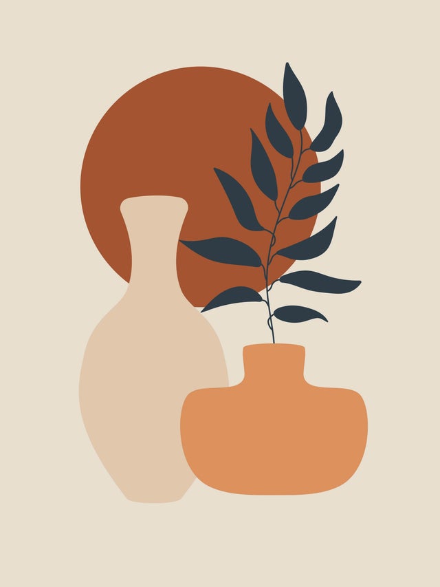 Affiche Vases, orange, beige, noir EDITIONS BRAUN l.30 x H.40 cm