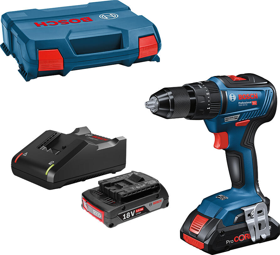 Taladro percutor batería bosch professional gsb 18v 2 bat 2ah y 4ah + maletín