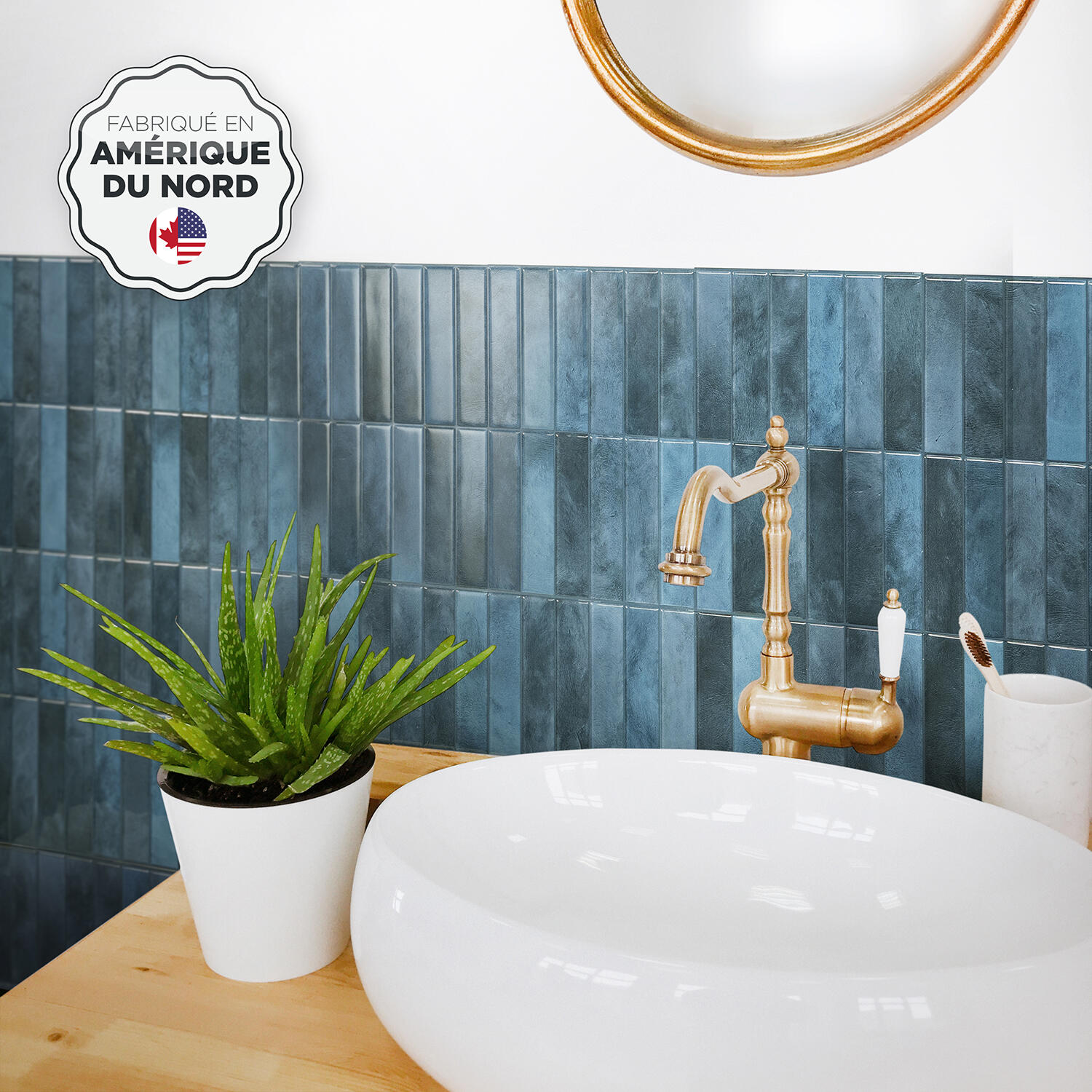 Lot de 4 crédences adhésives Smartiles Morocco Agadir, bleu, 22.8 cm x 29 cm - 4