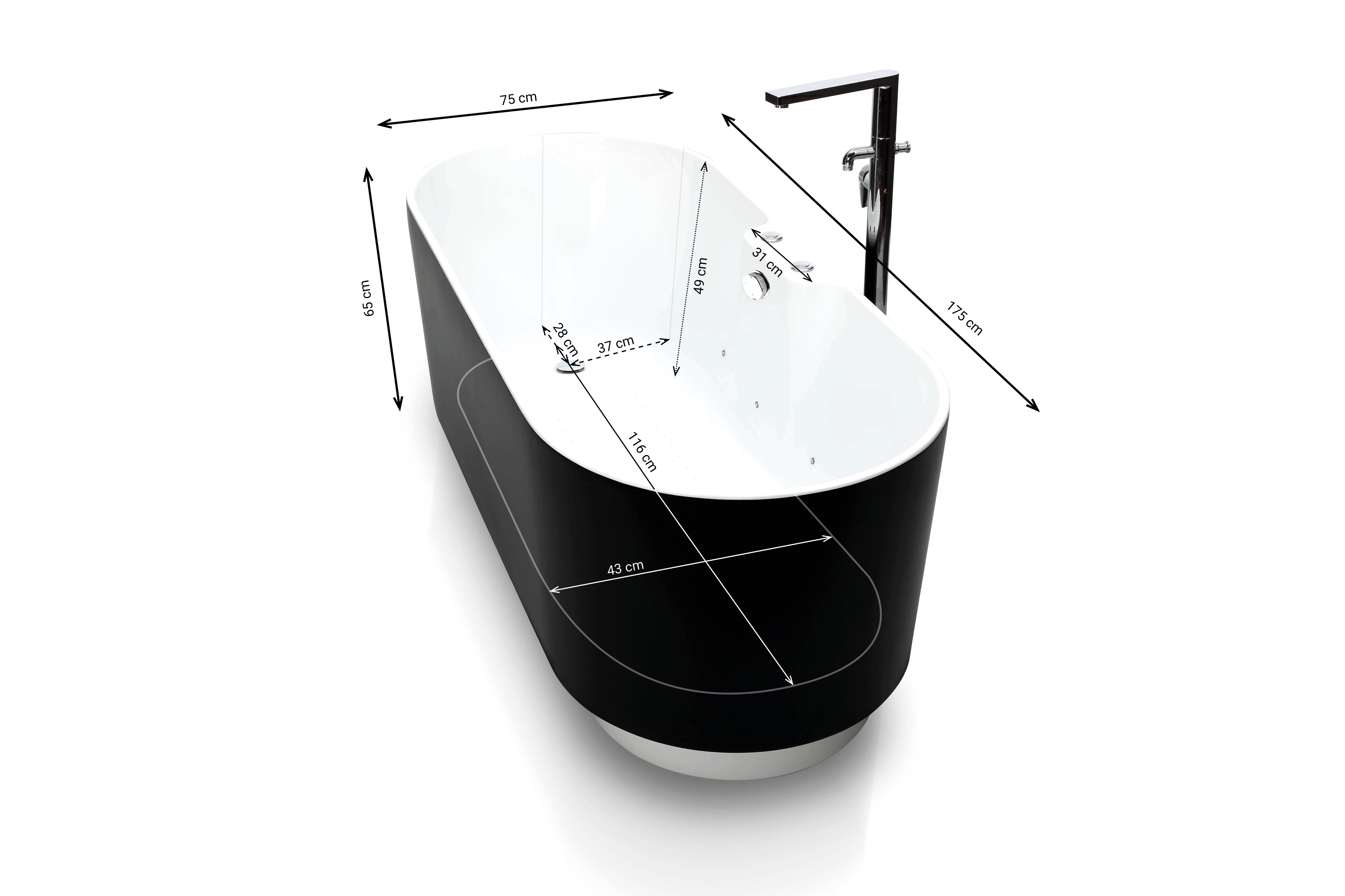 Baignoire balnéo L.175x l.75cm noir Ukio SPALINA - 3