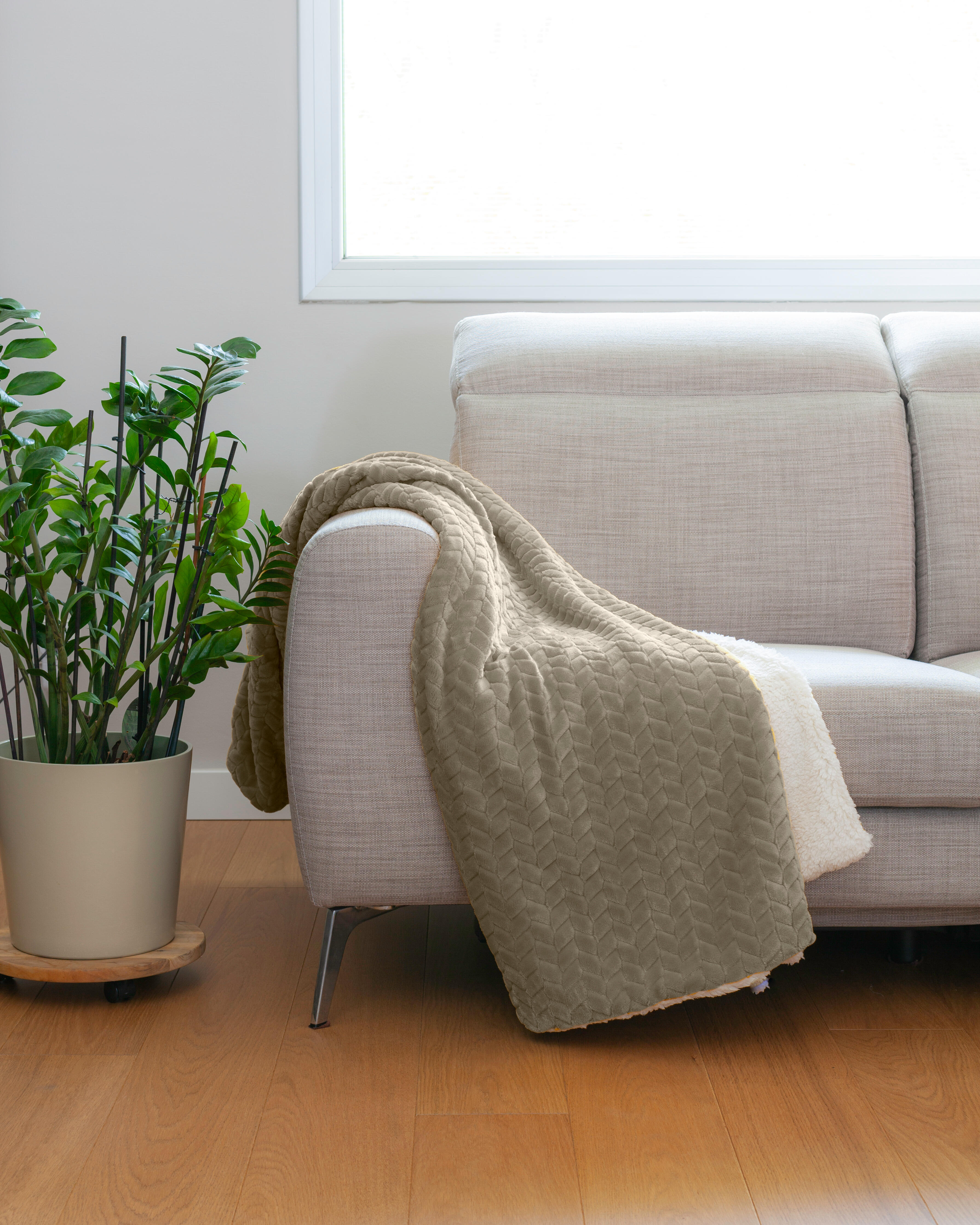 Plaid Chevron, taupe l.130 x L.170 cm - 3