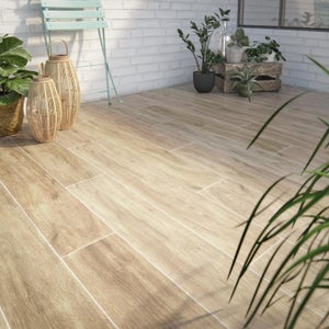 Carrelage sol extérieur effet bois naturel Living l.20 x L.120 cm ARTENS