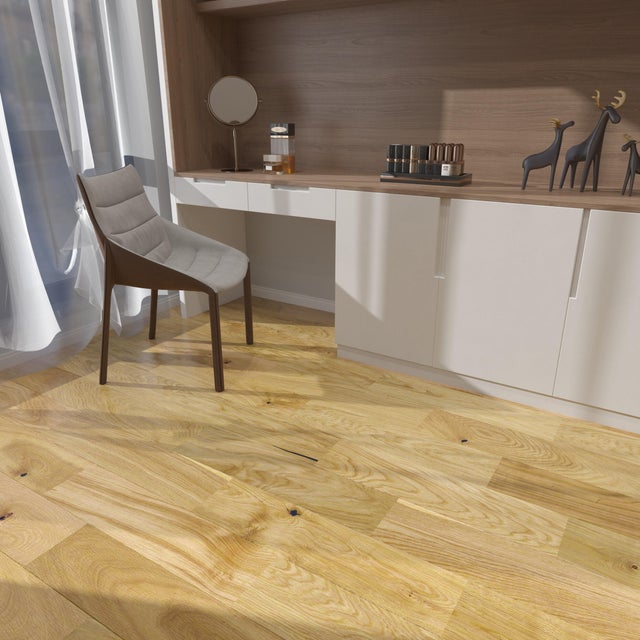 Parquet contrecollé chêne blond bohème vitrifié XL court BARLINEK, l.18 cm