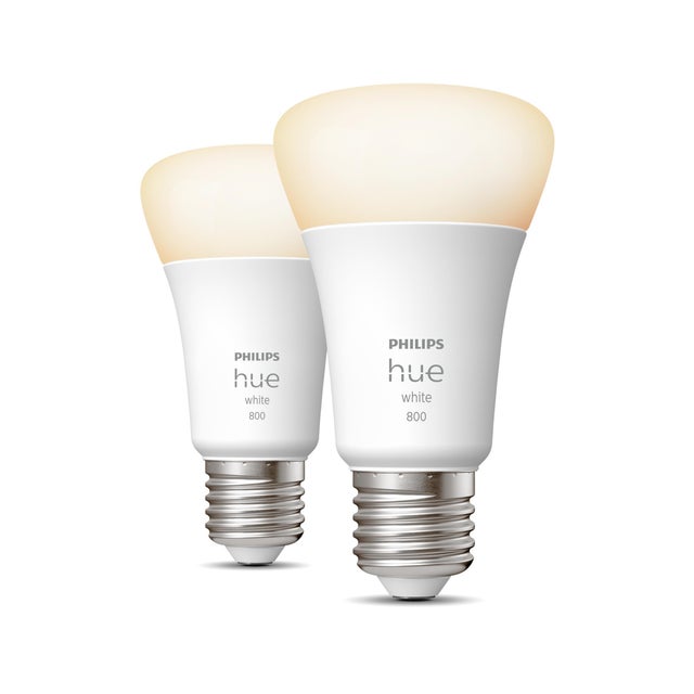 Lot de 2 ampoules led connectées E27, 806Lm = 60W, blanc chaud, PHILIPS HUE