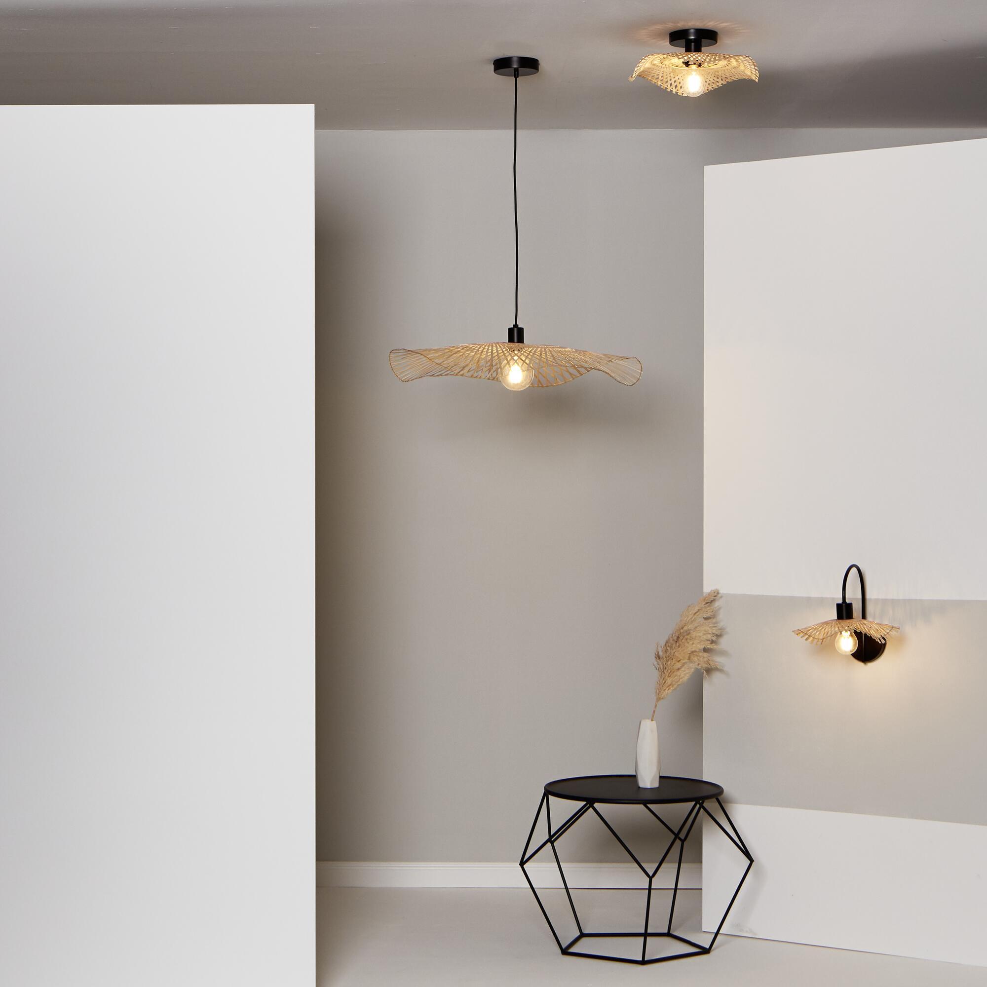 Candeeiro de teto suspenso E27 d 70 cm 1 luz bambo natural Inspire Pizzi - 12