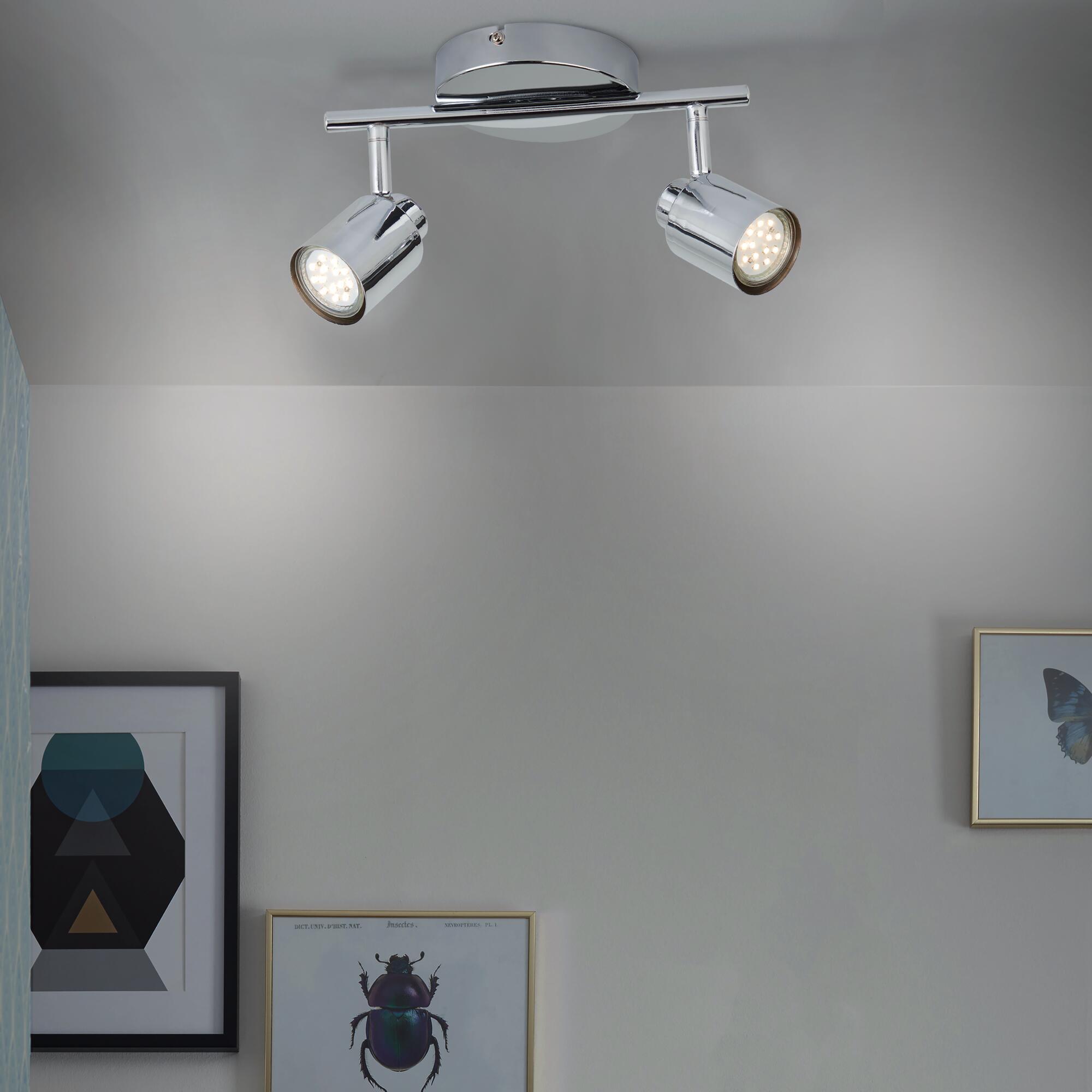 Rampe 2 spots, métal chrome gu10, INSPIRE Tekla - 2