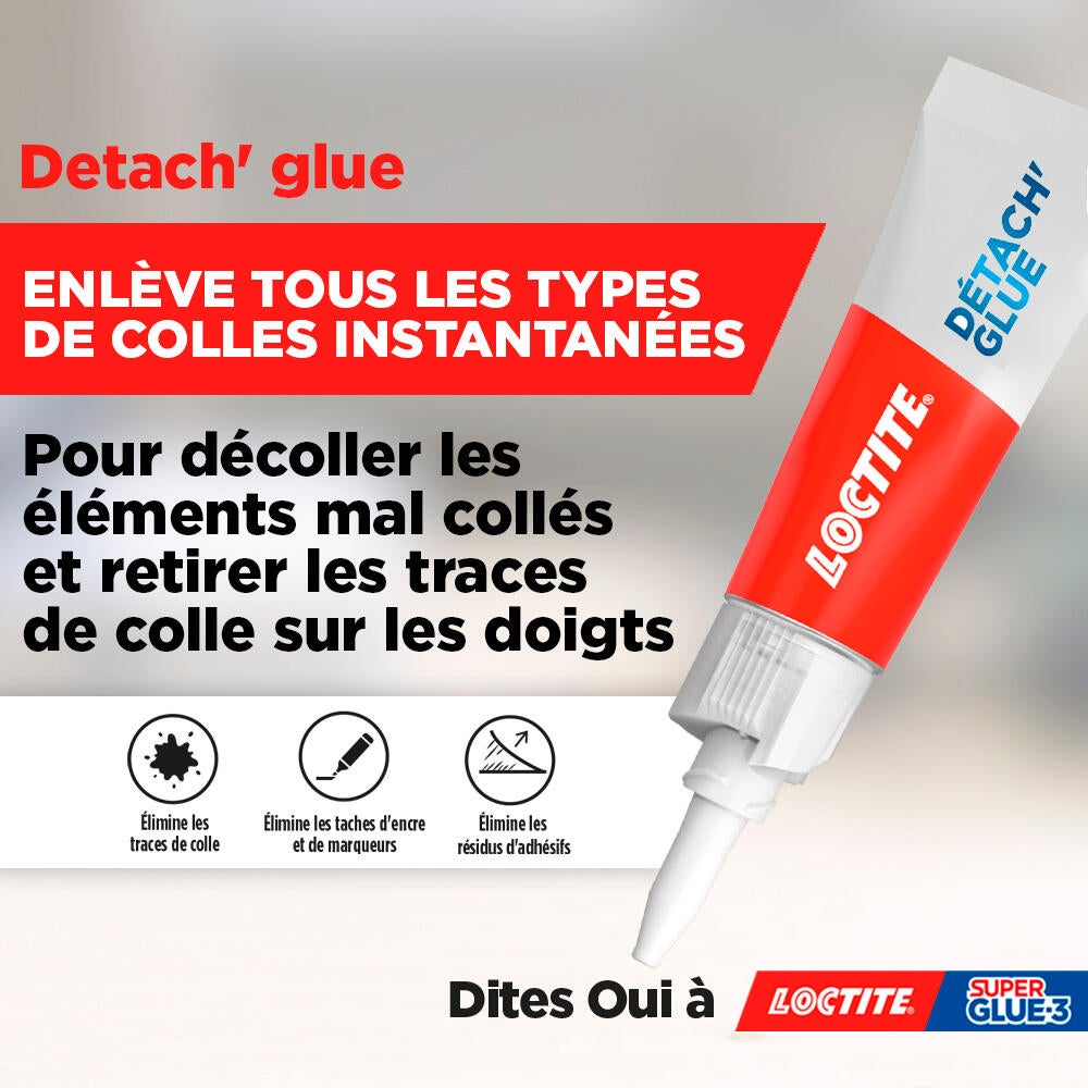 Colle d'assemblage gel cyanoacrylate Détache glue LOCTITE, 5 g transparent - 6