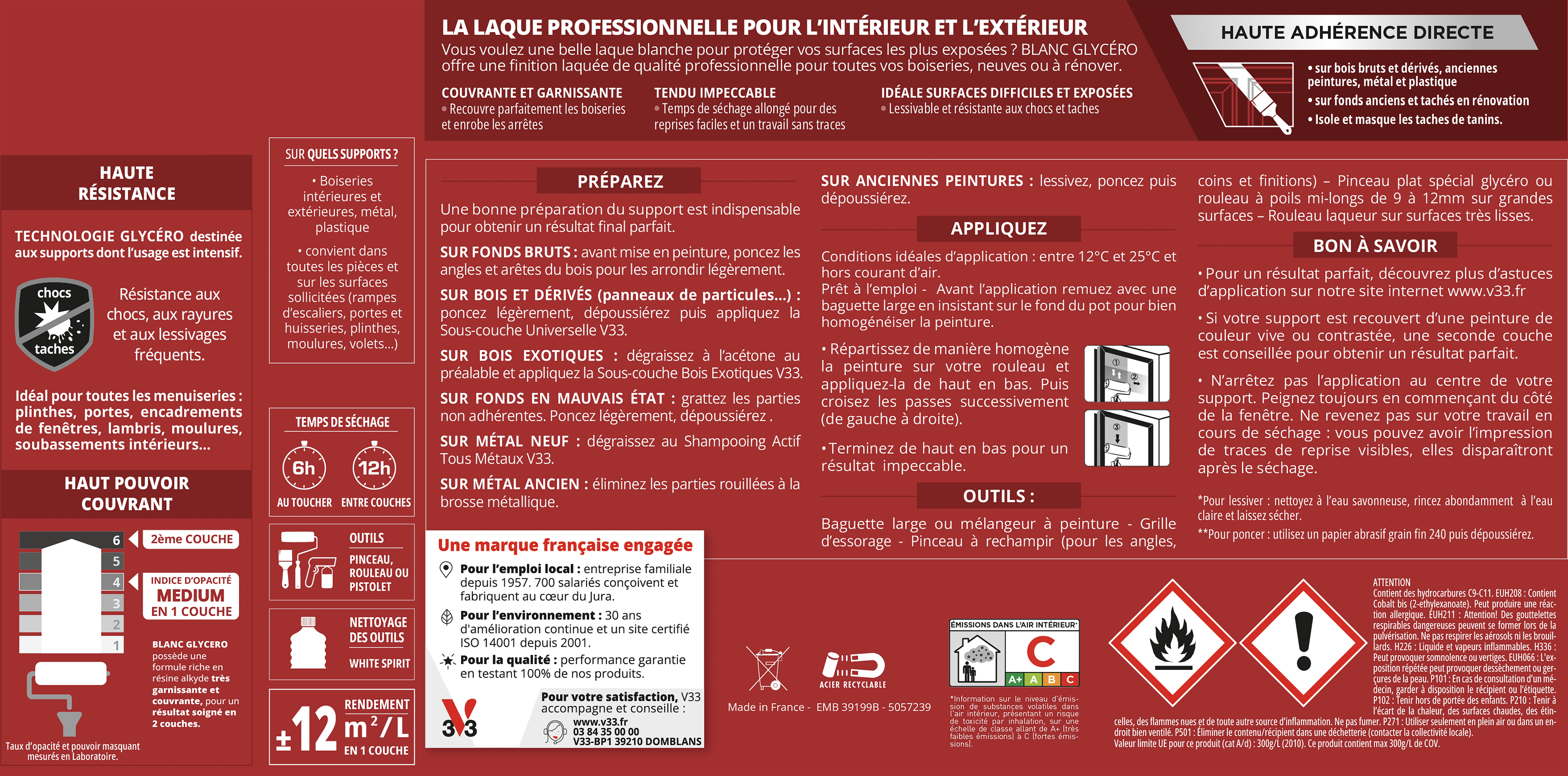 Peinture porte blanc satin V33 Glycéro 2.5L - 7