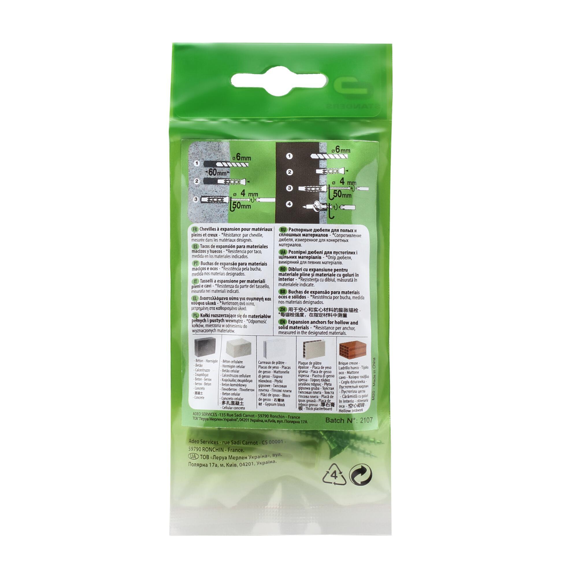 10 buchas nylon STANDERS MULTIMATATERIAL 6X40MM COM PARAFUSO - 8