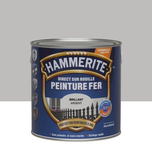Peinture extérieure fer HAMMERITE argent brillant 2.5l